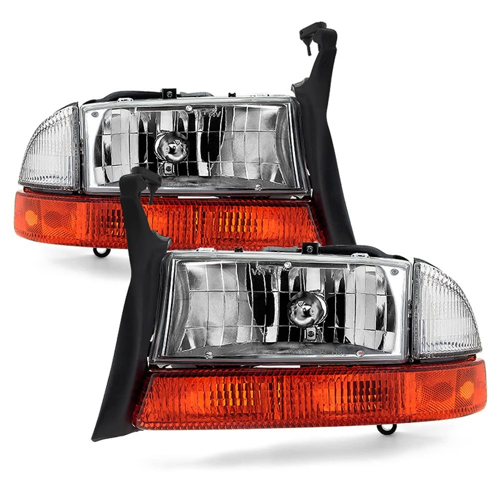 Acanii - For 1997-2004 Dakota Durango Headlights Headlamps+Signal Marker Lamps Driver + Passenger Side