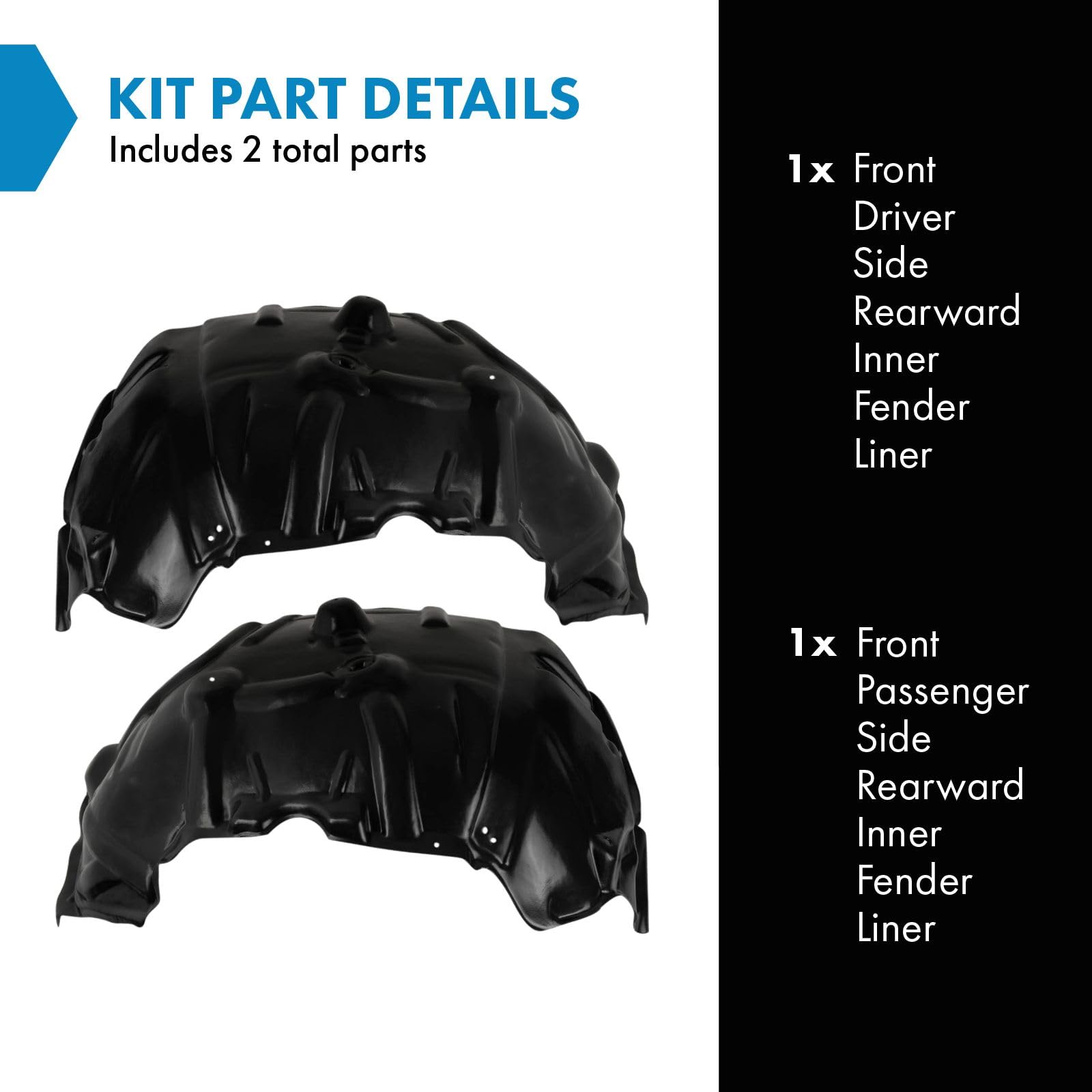 Trq Front Inner Fender Liner Set Compatible With 2015-2018 Ram 1500 2019 1500 Classic Ch1248179 Ch1249179