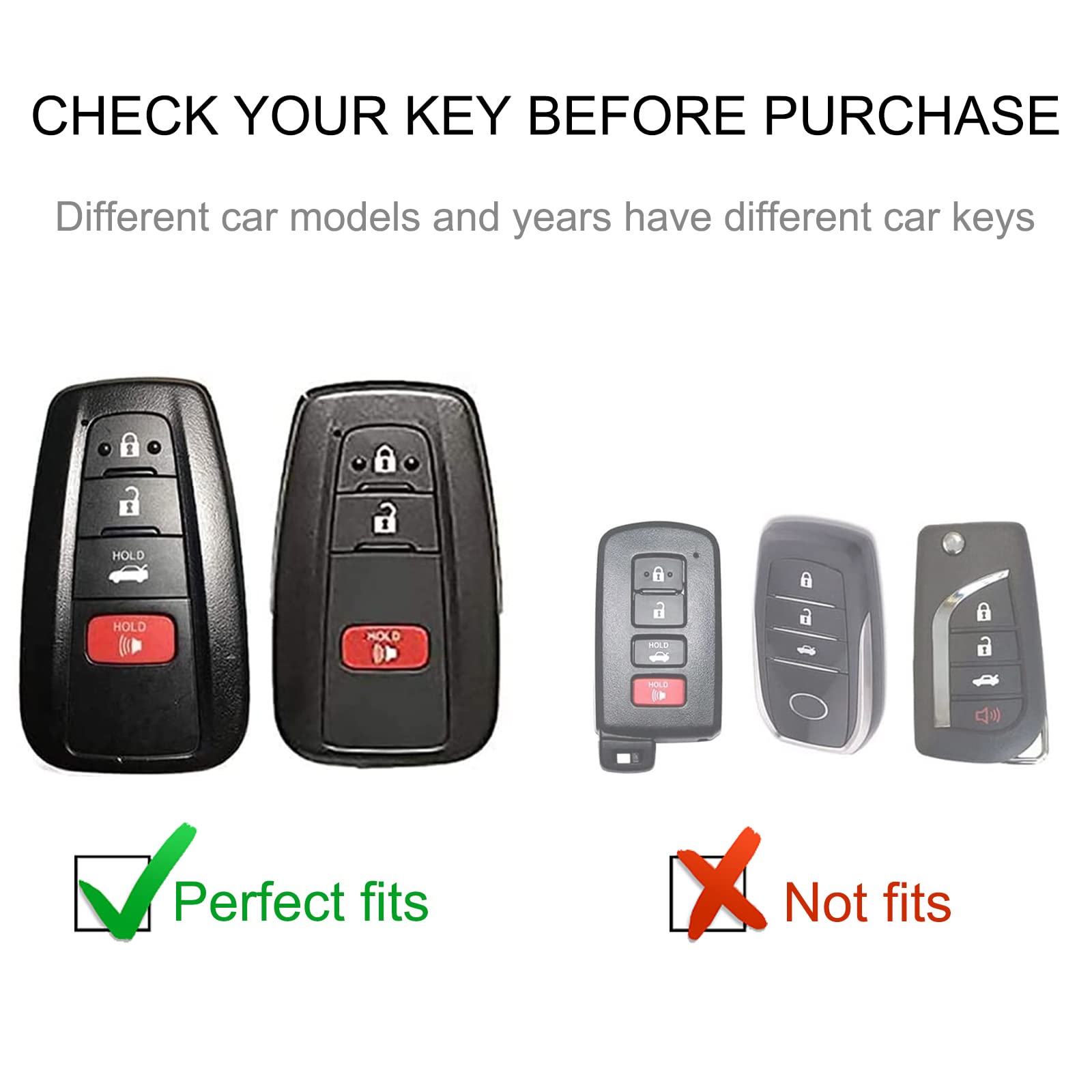 Cacarlike For Toyota Key Fob Cover With Toyota Keychain, Car Key Fob Case Compatible With Toyota 2018-2022 Camry Rav4 Highlander
