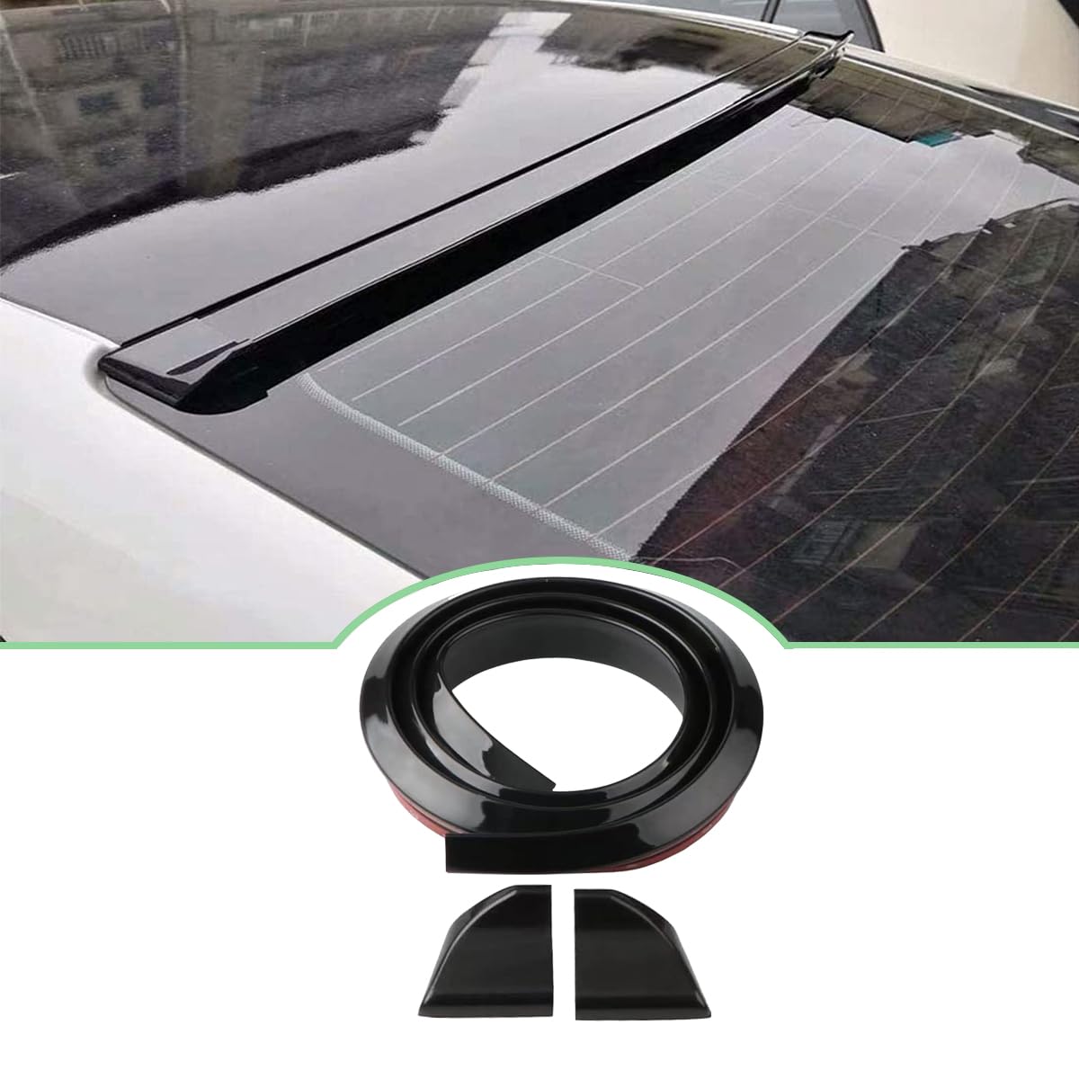 Ziciner Car Trunk Spoiler Lip Kit, 4.9 Ft Anti-Scratch Abrasion Auto Rear Wing Decor Strip, Carbon Fiber Pattern Rubber Spoiler