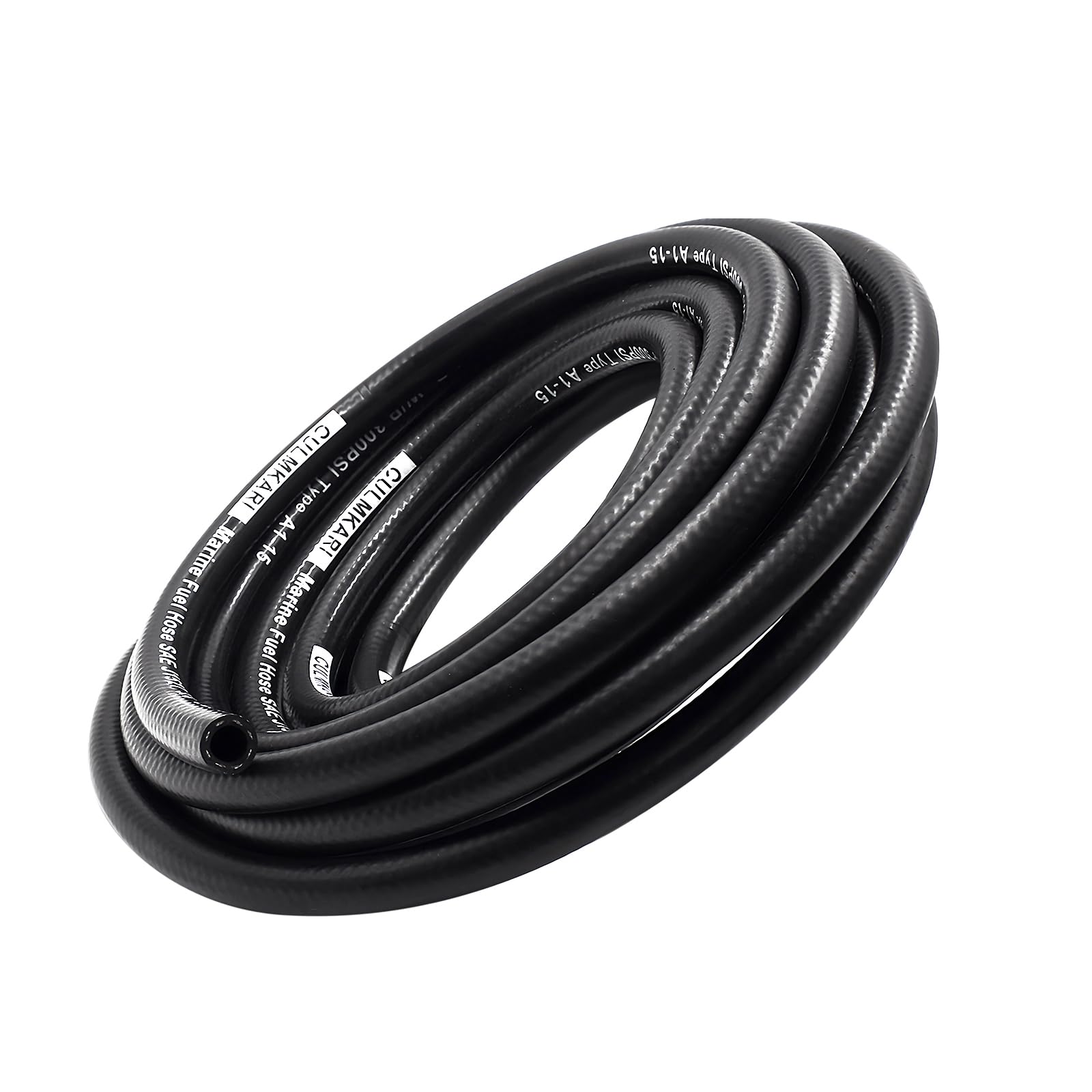 3/8'' Marine Fuel Hose Feed Line Rubber Type A1-15 / SAE J1527 USCG Standards Fits Ships and Marine Equipment (10 Ft)