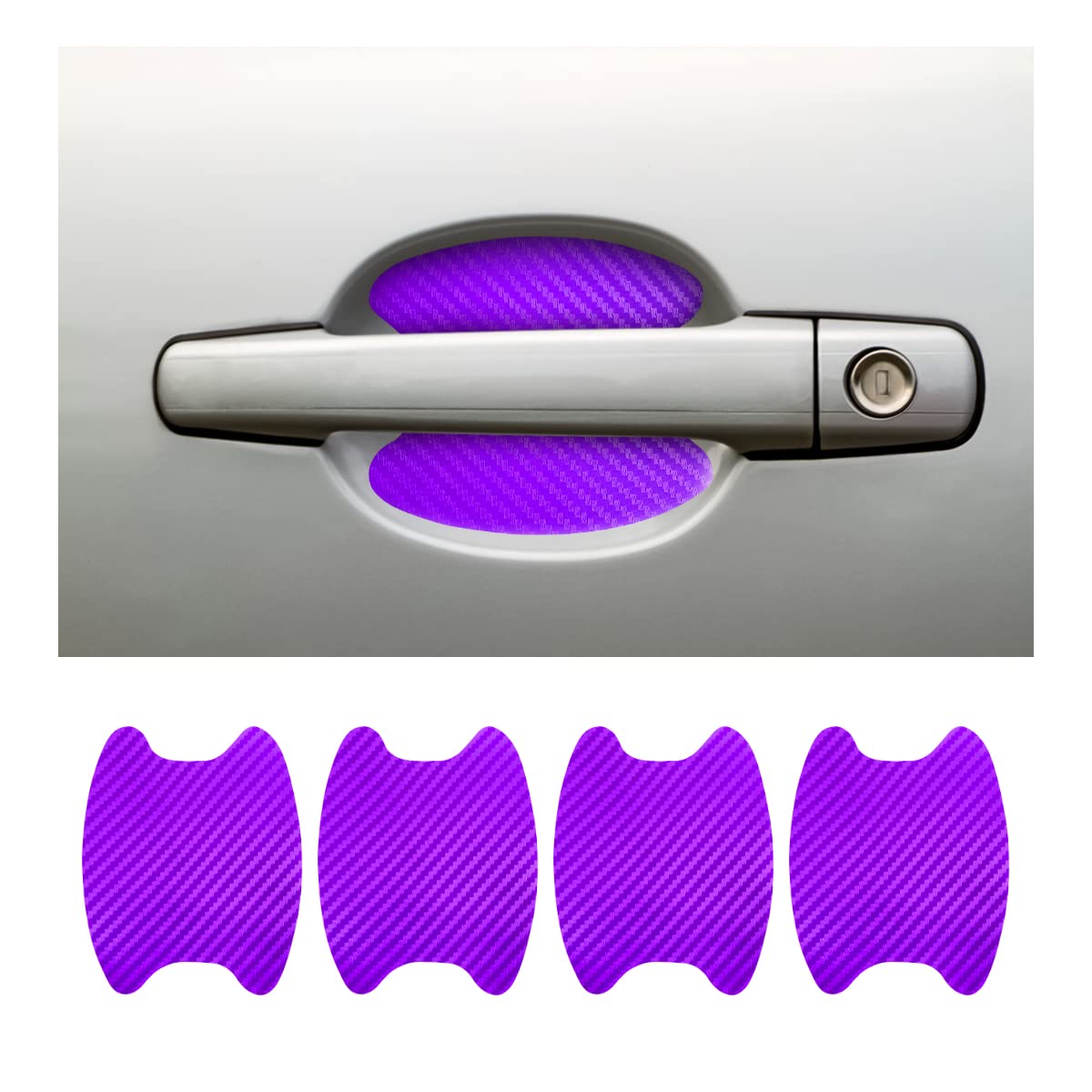 4Pcs Car Door Handle Cup Stickers, Carbon Fiber Scratch Auto Door Protective Film, Non-Marking Car Door Bowl Protector, Door Han