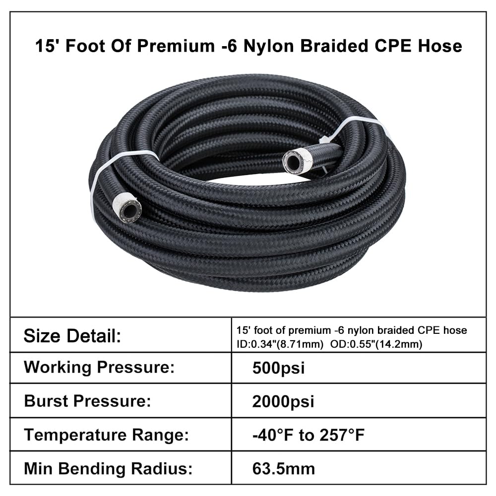 Autoutfit AN6 6AN Automatic Transmission Cooler Lines Kit - Black Nylon Braided Hose for 4L60E 4L65E - 8.98 x 8.5 x