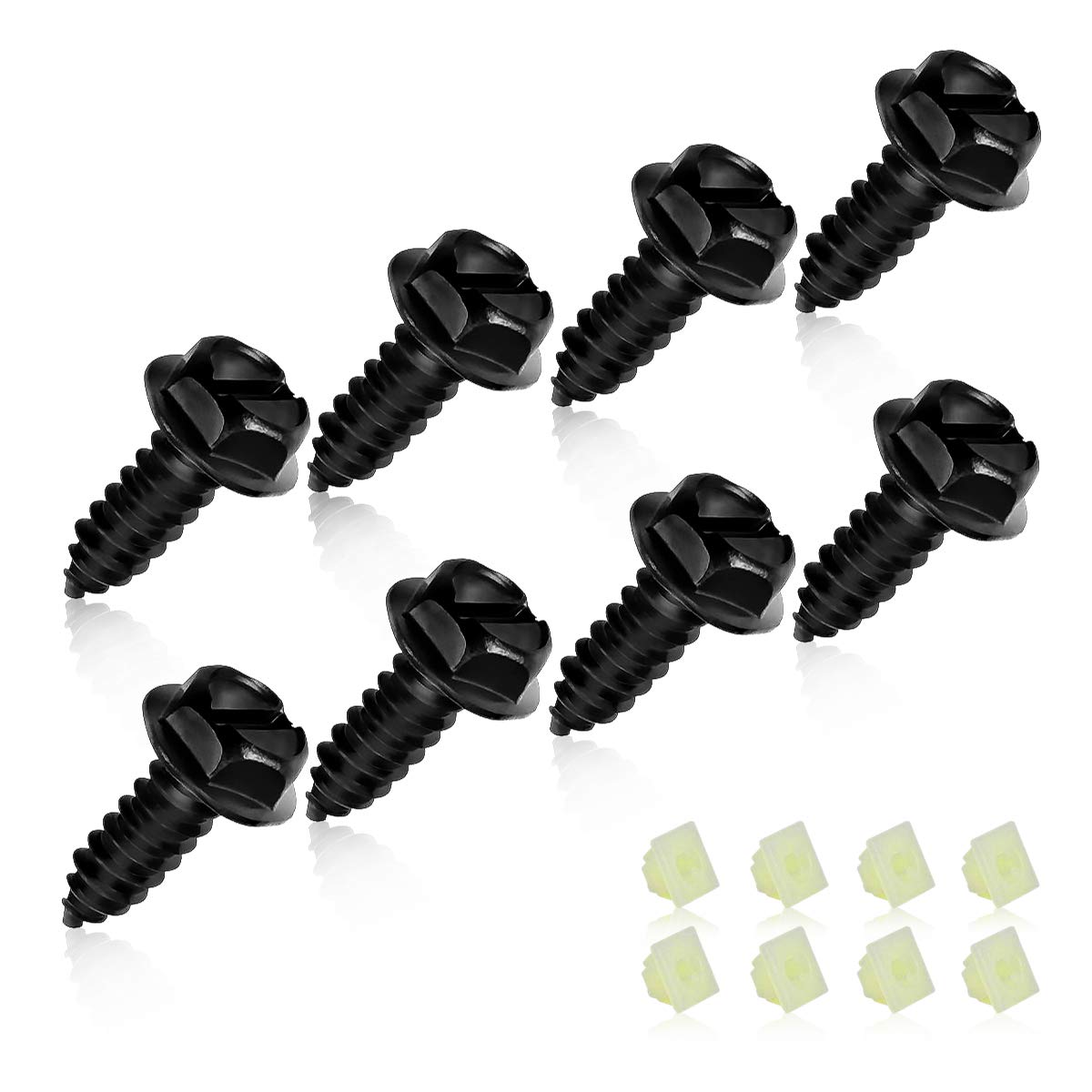 Universal License Plate Screws For Fastening License Plates, Nylon Screw Inserts, Frames And Covers On Cars And Trucks (Black)