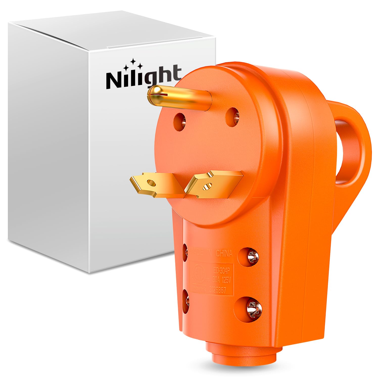 Nilight 30 Amp Rv Replacement Plug 125 Volt Heavy Duty Male With Handle Etl Listed Nema Tt-30P For Camper Caravan Motorhome Van