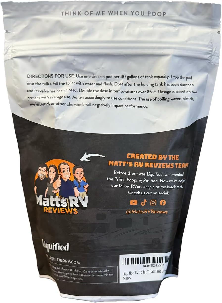 Liquified Rv Toilet Treatment Drop-Ins Bundle - Prevents Tank Odors - Breaks Down Waste And Tissue - Septic Tank Safe - Matts Rv