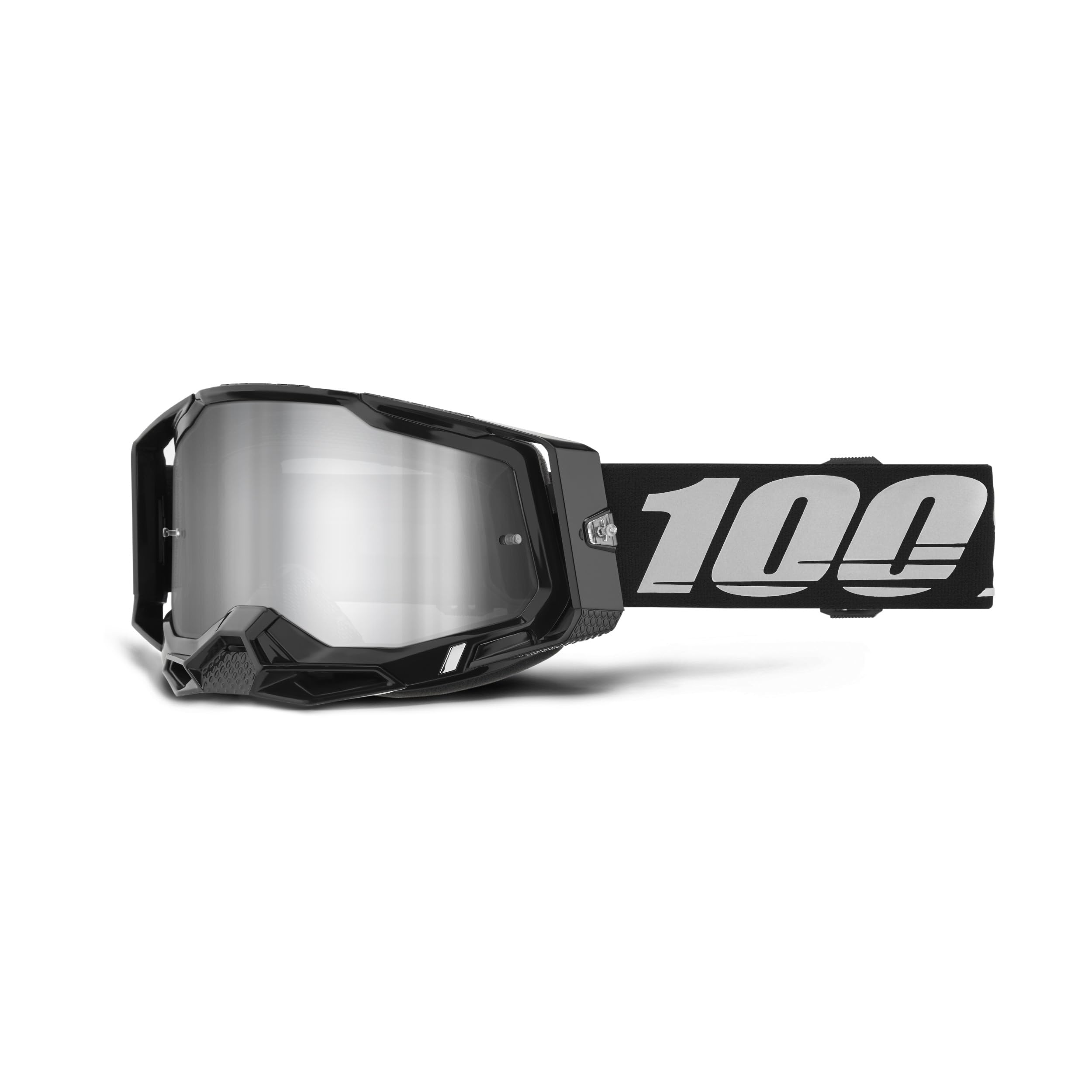 100% Racecraft 2 Goggles - Mountain Bike & Motocross Goggles - Eyewear For Motocross & Mountain Biking - Black, Mirror Silver Le
