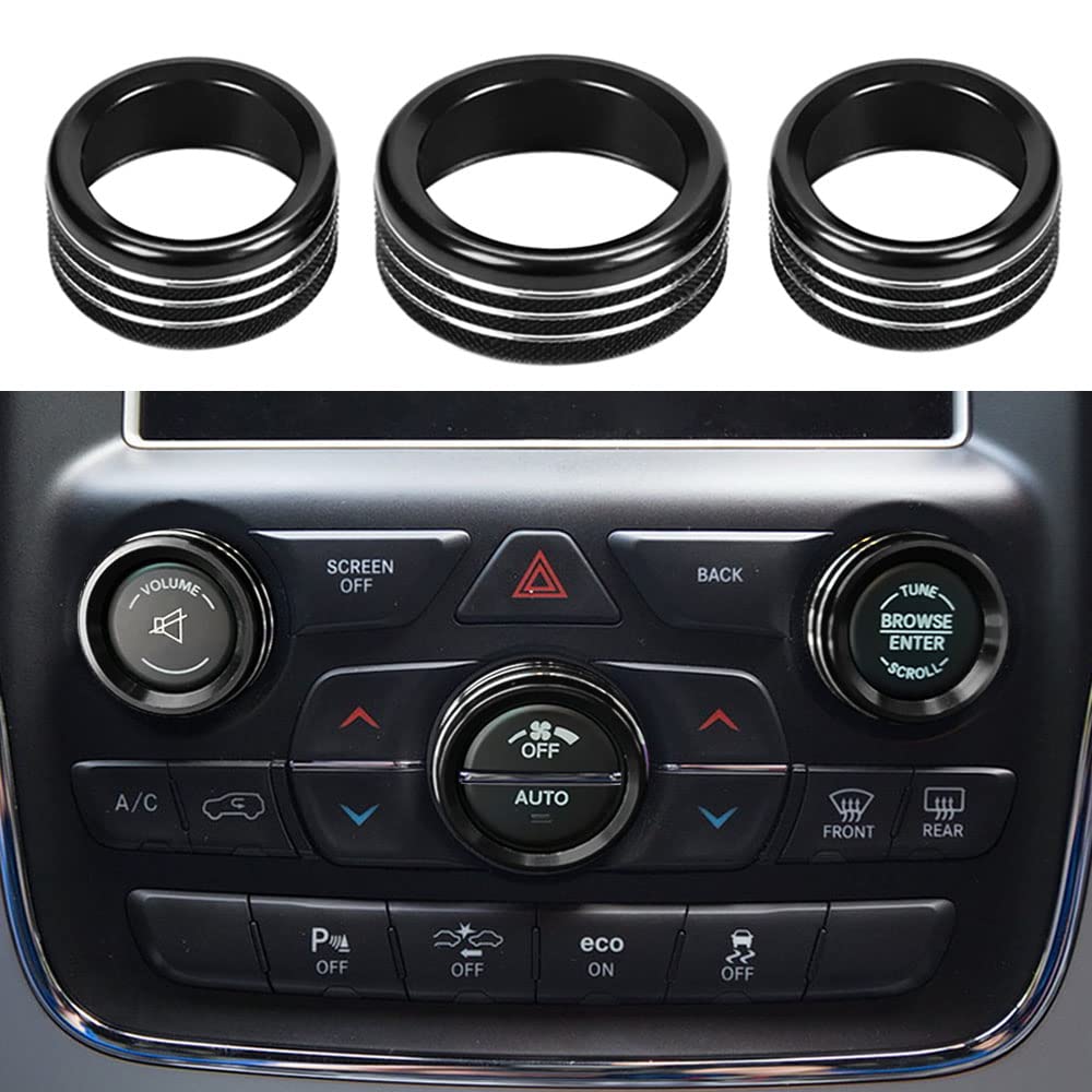 Thor-Ind Ac Air Conditioner Volume Tune Knob Button Cover For Dodge Durango 2014-2020 Jeep Cherokee Grand Cherokee 2014-2021 (Bl