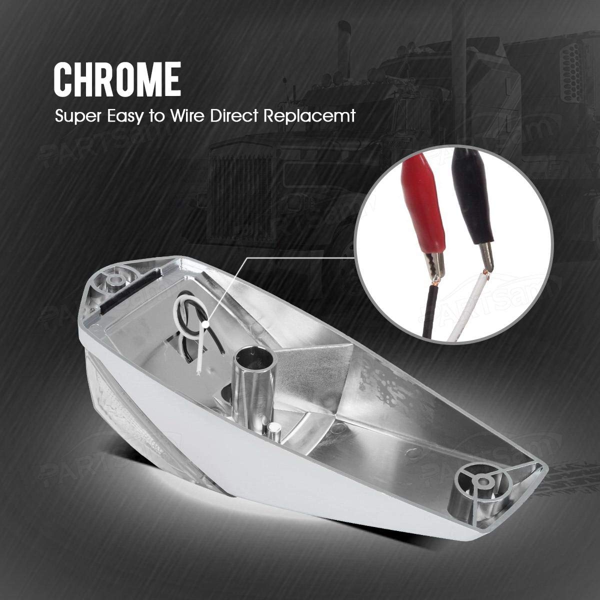 Partsam 5Pcs Clear Lens 31Led Amber Cab Marker Top Roof Running Lights W/Chrome Base Compatible With Peterbilt/Kenworth/Freightl