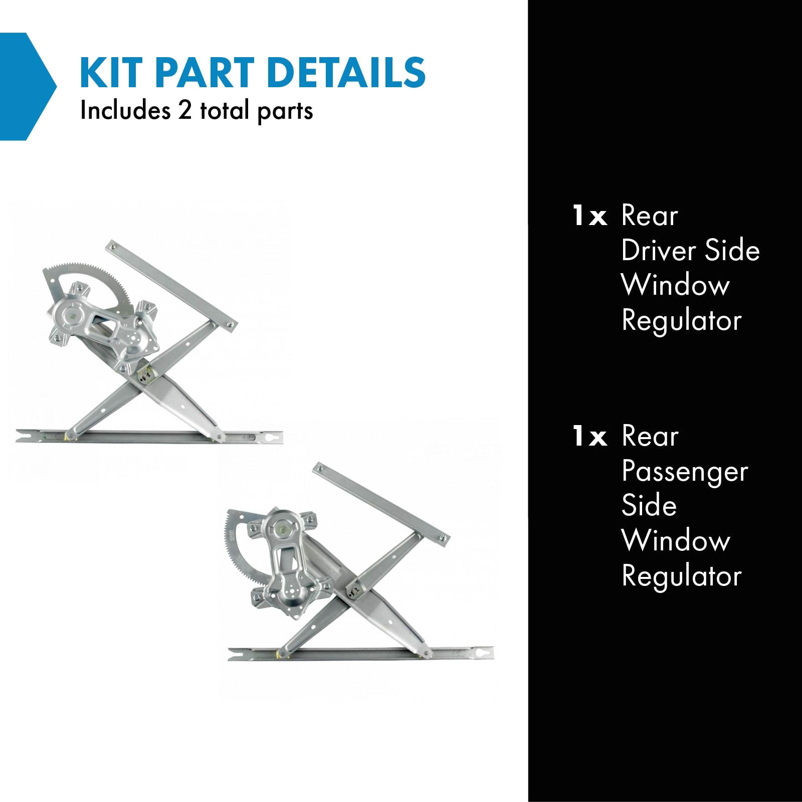 Trq Rear Power Window Regulator Set Compatible With 1999-2012 Ford F-250 Super Duty F-350 Super Duty 2008-2012 F-450 Super Duty