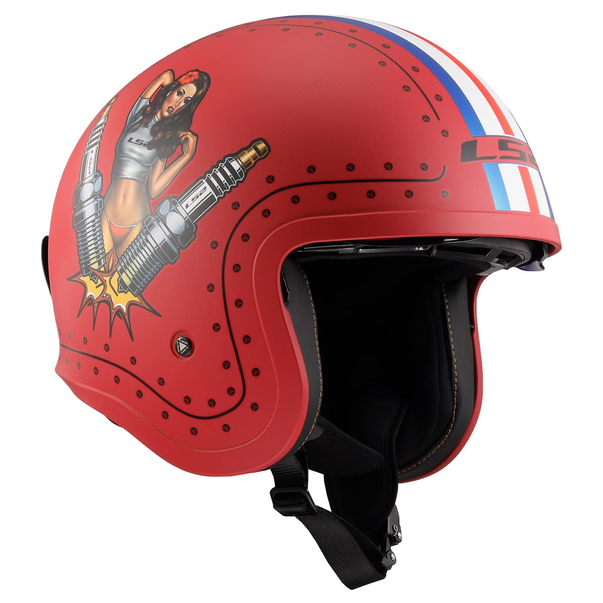 LS2 Helmets Open Face Spitfire Spark Helmet (Primer Red - X-Small)