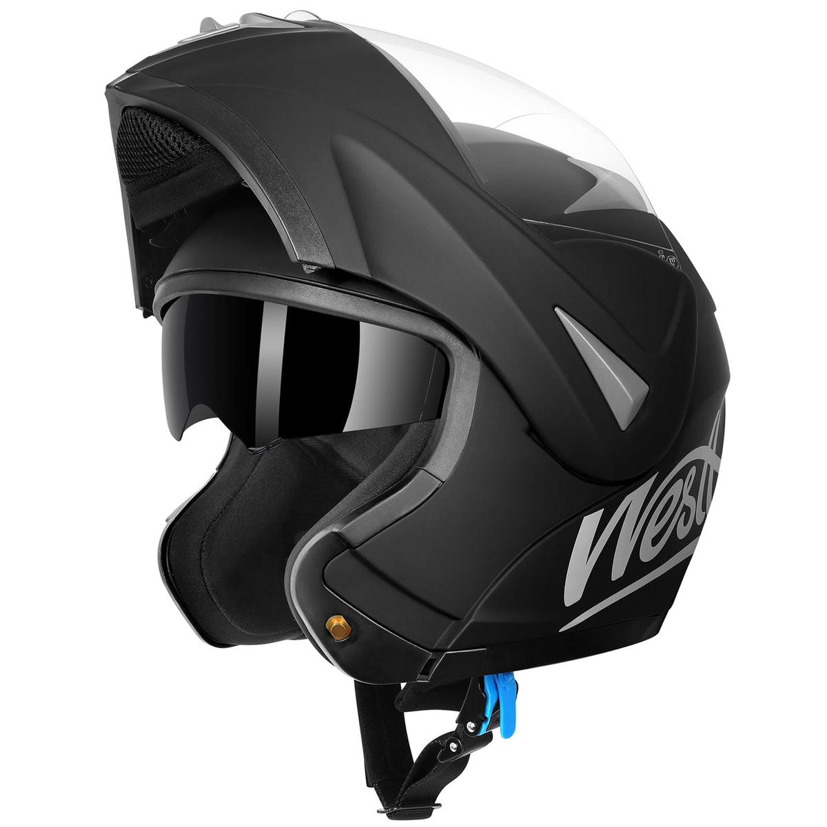 Westt Atv Motorcycle Helmets - Dirtbike Helmets For Men Women - Open Face Motorcycle Helmet Liftable Chin Dual Visor Dot Approved(L/Black Gold Torque)