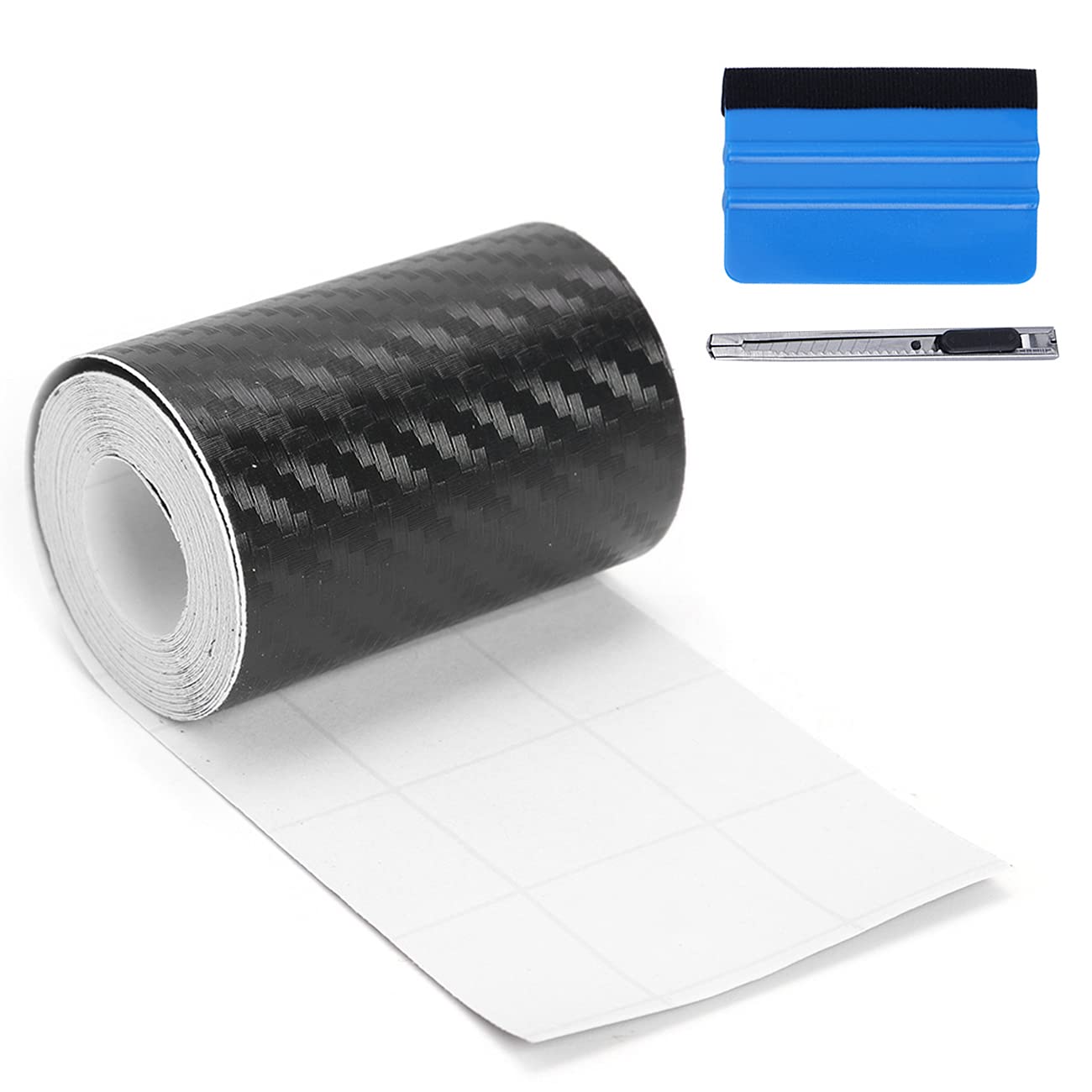 Lzlrun 3D Carbon Fiber Vinyl Wrap - Outdoor Rated For Automotive Use - 2 Inch X 30Ft Universal Chrome Black Dry Carbon Fiber Det