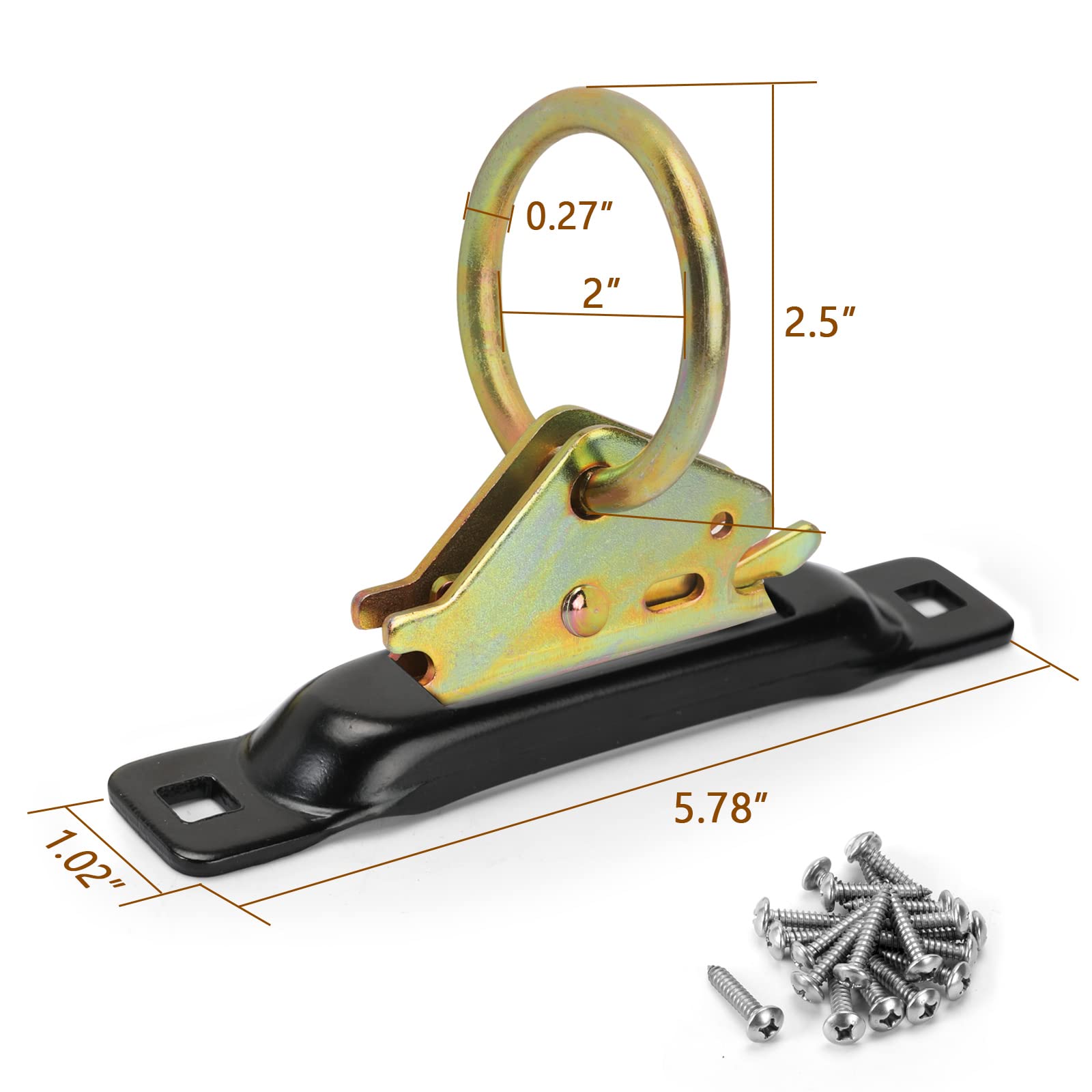 Eapele E-Track Accessories Set - 8 Pcs E-Track O-Ring & 8 Pcs E-Track Single Slot Tie-Downs Compatible With Cargo Loads In Flatb