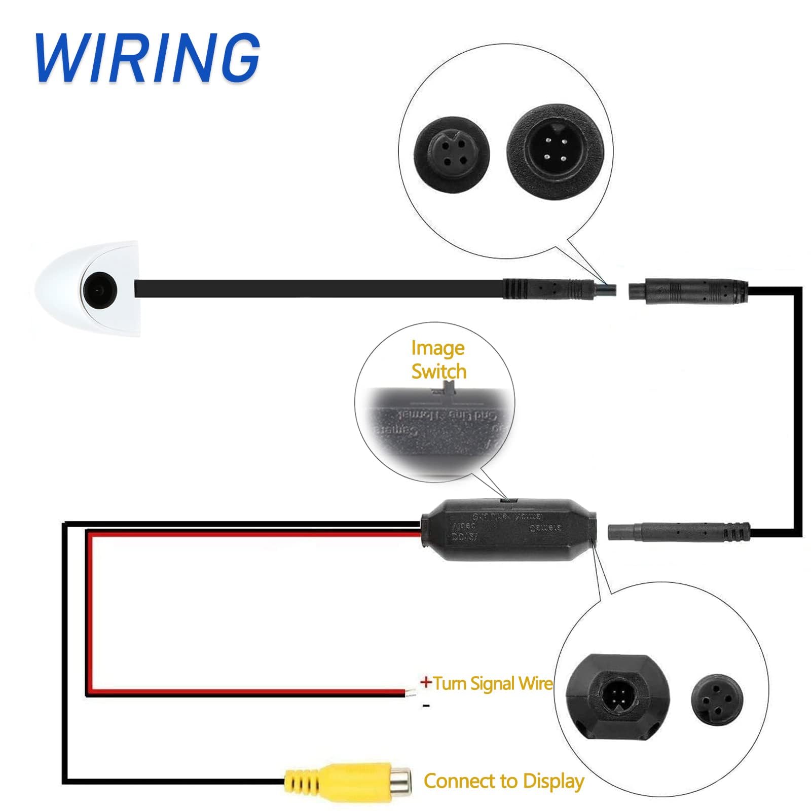 Car Side Door View Blind Spot Camera, Eway Mini Side Left & Right Mount Flip Image Switchable Cameras, Backup Camera Rca Connect