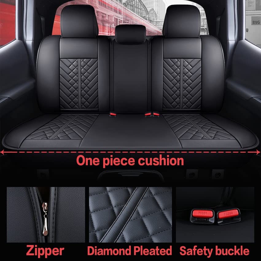 Tomatoman Toyota Tacoma Rear Seat Covers 2005-2022 Access Double Extended Cab Truck Back Cushions(Rear Seat/Black)