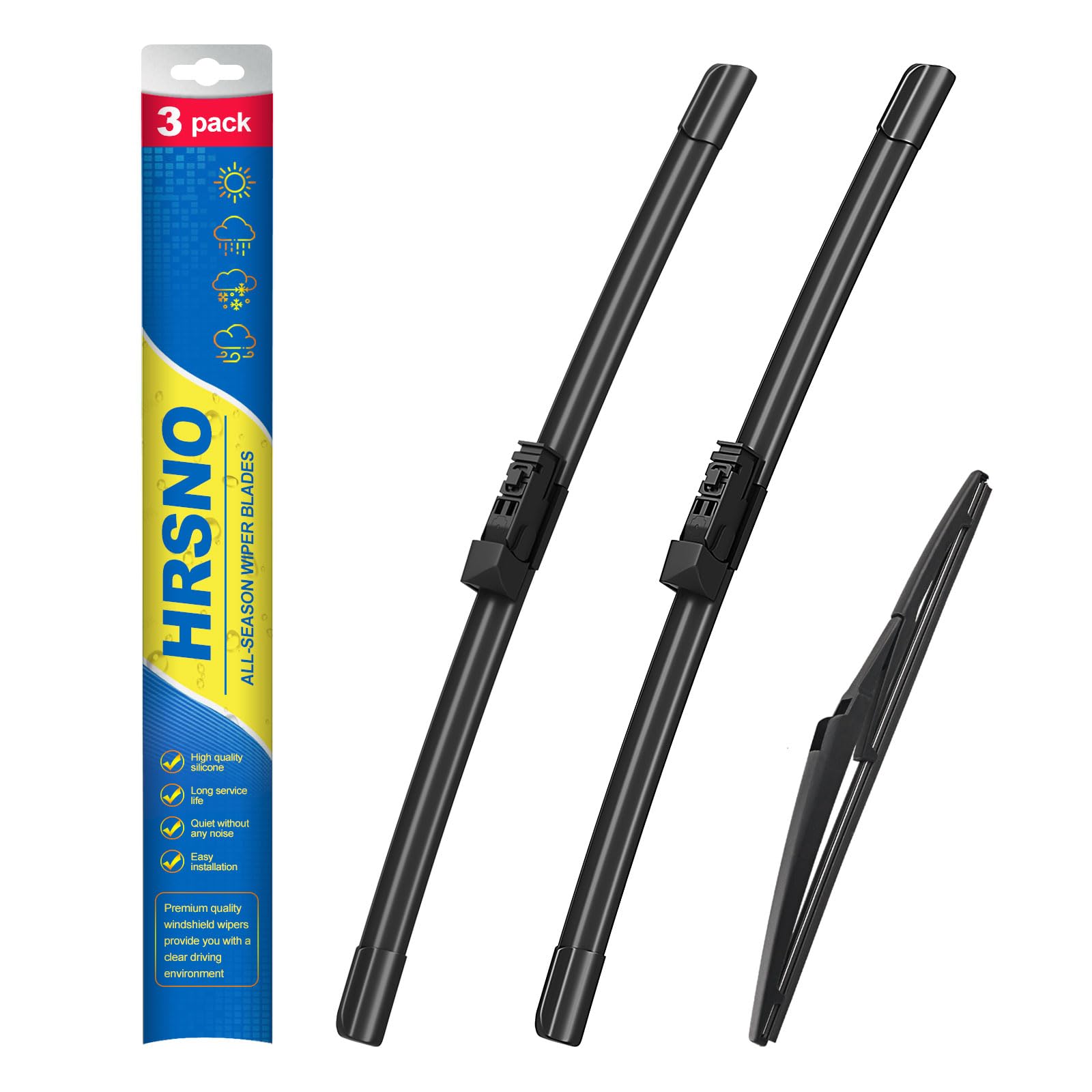 Hrsno 26''+16'' Windshield Wipers With 12'' Rear Wiper Blade Sets Automotive Replacement For Lexus Nx200T 2015-2017,Easy For Ins