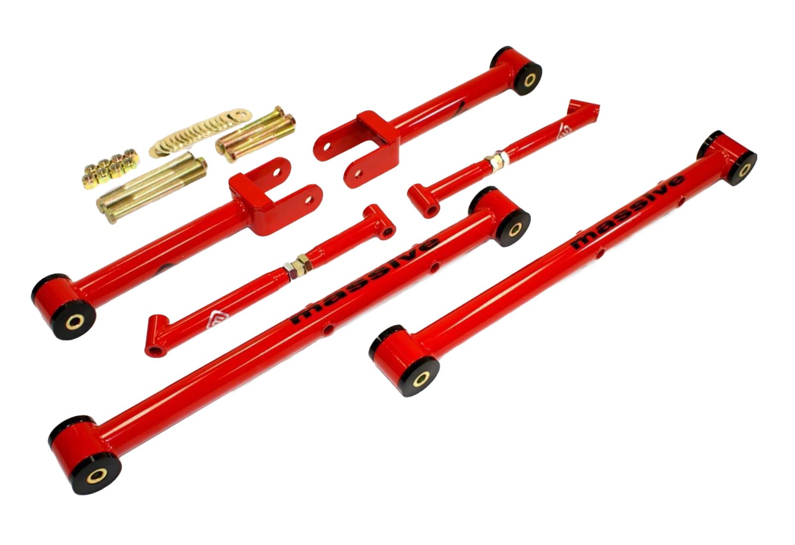 Made In Usa Mirror Red Competition Series Upper Lower Control Arm Kit With Brace Compatible With 64-67 Gm A Body Gs 350 455 Skylark Chevelle El Camino Monte Carlo Cutlass 442 Le Mans Gto