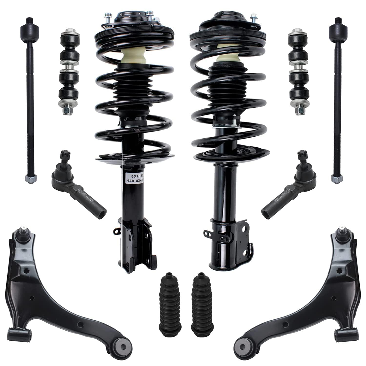 Detroit Axle - 12pc Front End Suspension Kit for 2000-2003 Dodge Neon, 2003 Dodge SX 2.0, 2000-2001 Plymouth Neon, Lower Control