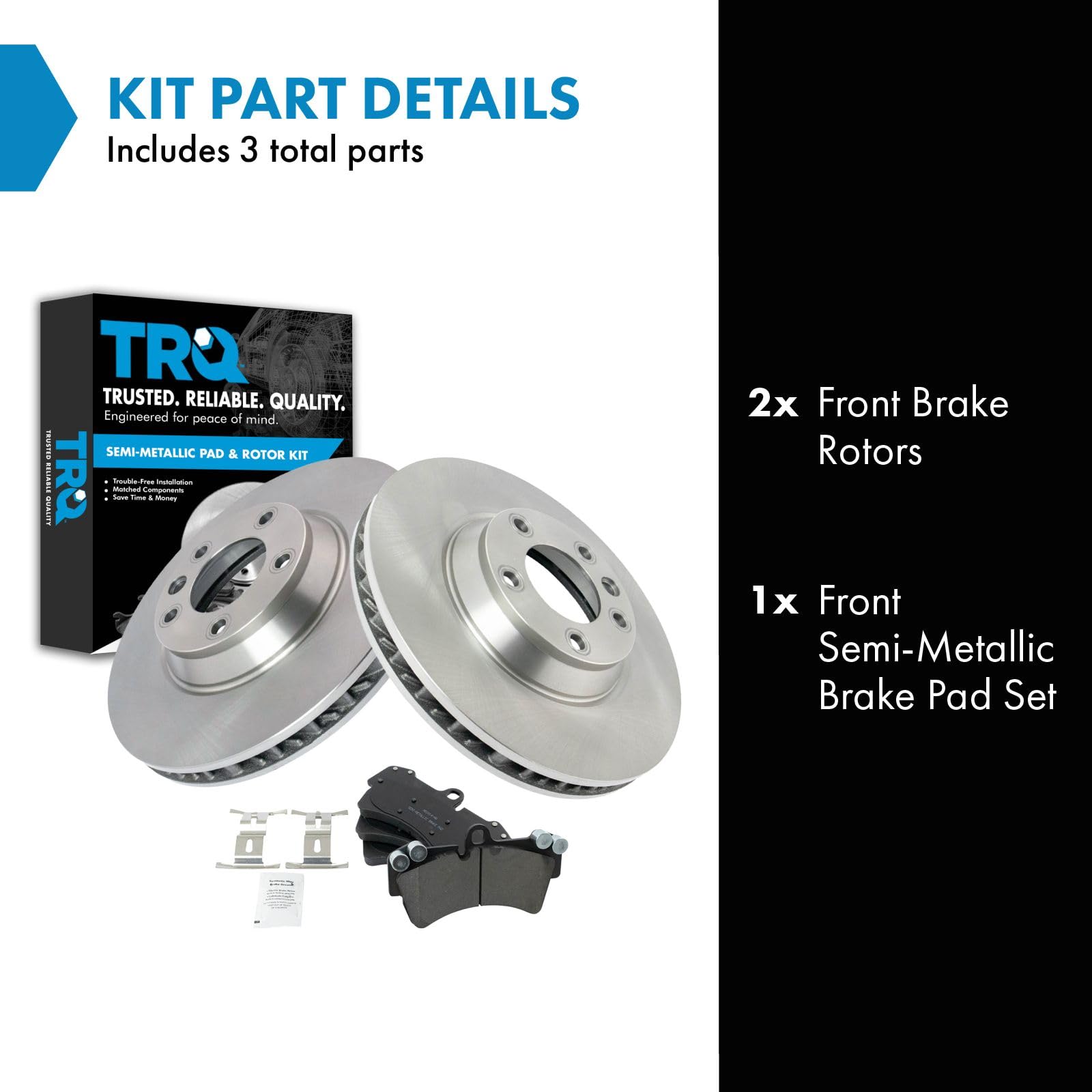 Trq Front Brake Pad & Rotor Kit Brake Pads Brake Rotor Semi-Metallic Compatible With 2007-2015 Audi Q7 2003-2010 Porsche Cayenne