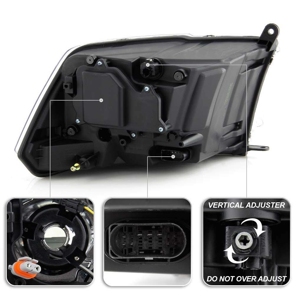 Acanii - For [Oe Projector Style] 2013-2015 Dodge Ram 1500 2500 3500 W/Black Trim Headlight Headlamp Left Driver Side