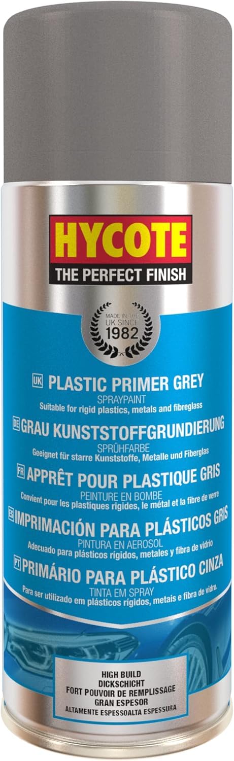 Hycote High Build Aerosol Car Spray Paint, Grey Plastic Primer, 13.5 Oz