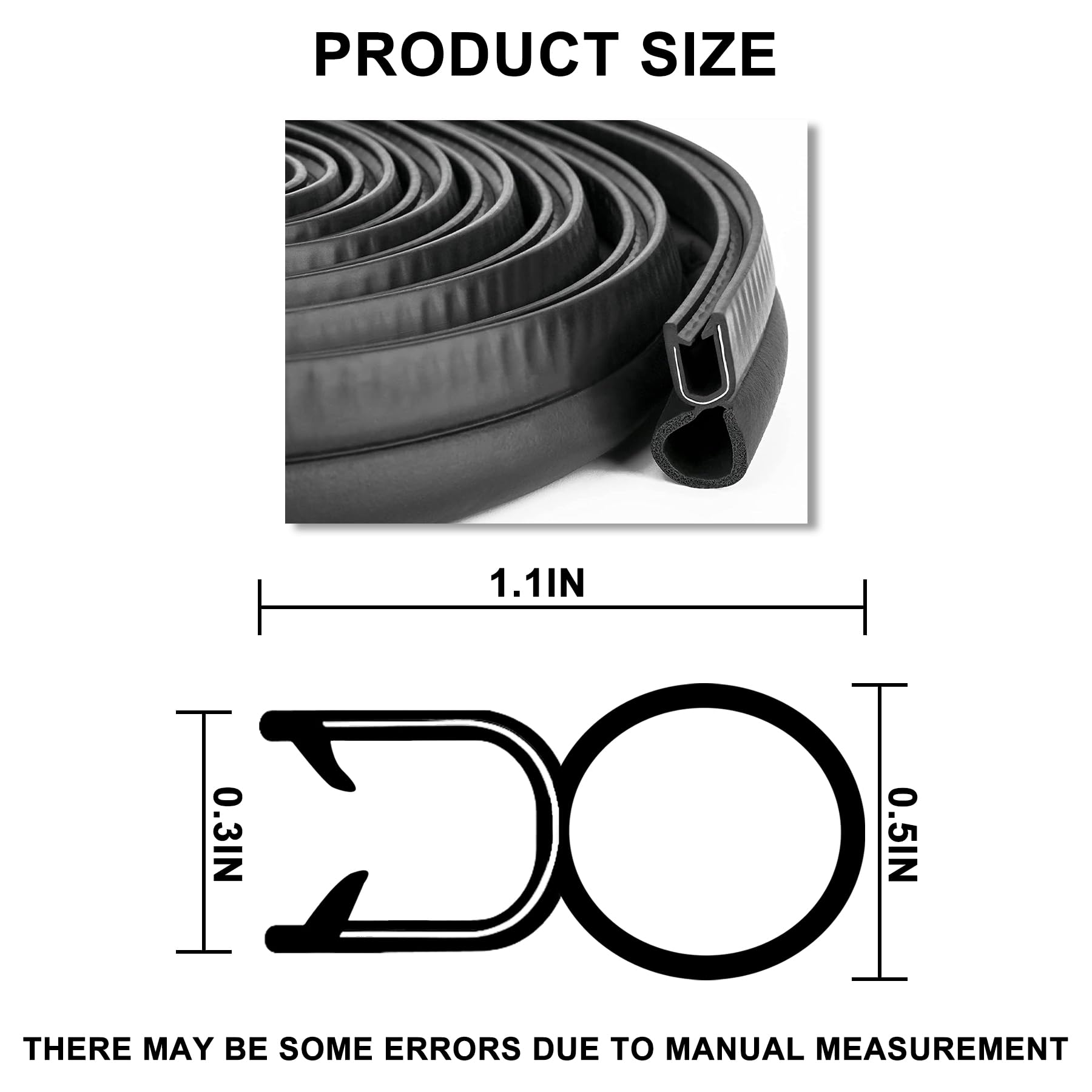 Car Trim Seal with Top Bulb - 20 Feet Car Door Rubber Seal Strip, Fits 1/16'' Edge, Automotive Weather Stripping for Cars, Boats