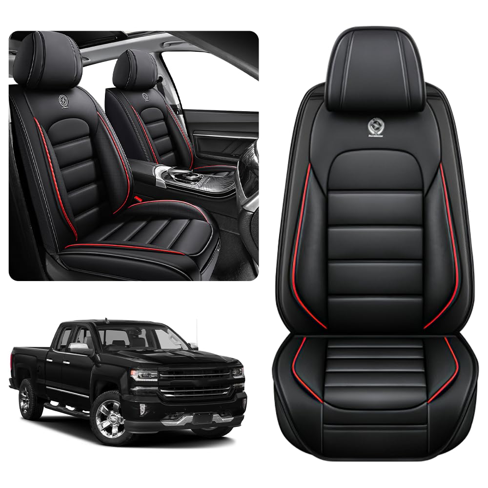 Fit For GMC Sierra Chevy Silverado 1500 2500/HD 3500/HD Accessories Seat Covers 2007-2024, Wear Resistant Leather Truck Seat Pro