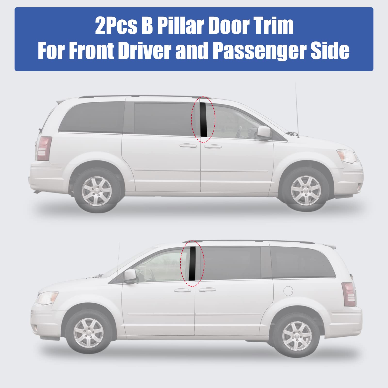 926-446 B Pillar Trim Door Molding For Front Passenger Driver Side Windshield Outer Compatible With 2008-2016 Chrysler Town & Co