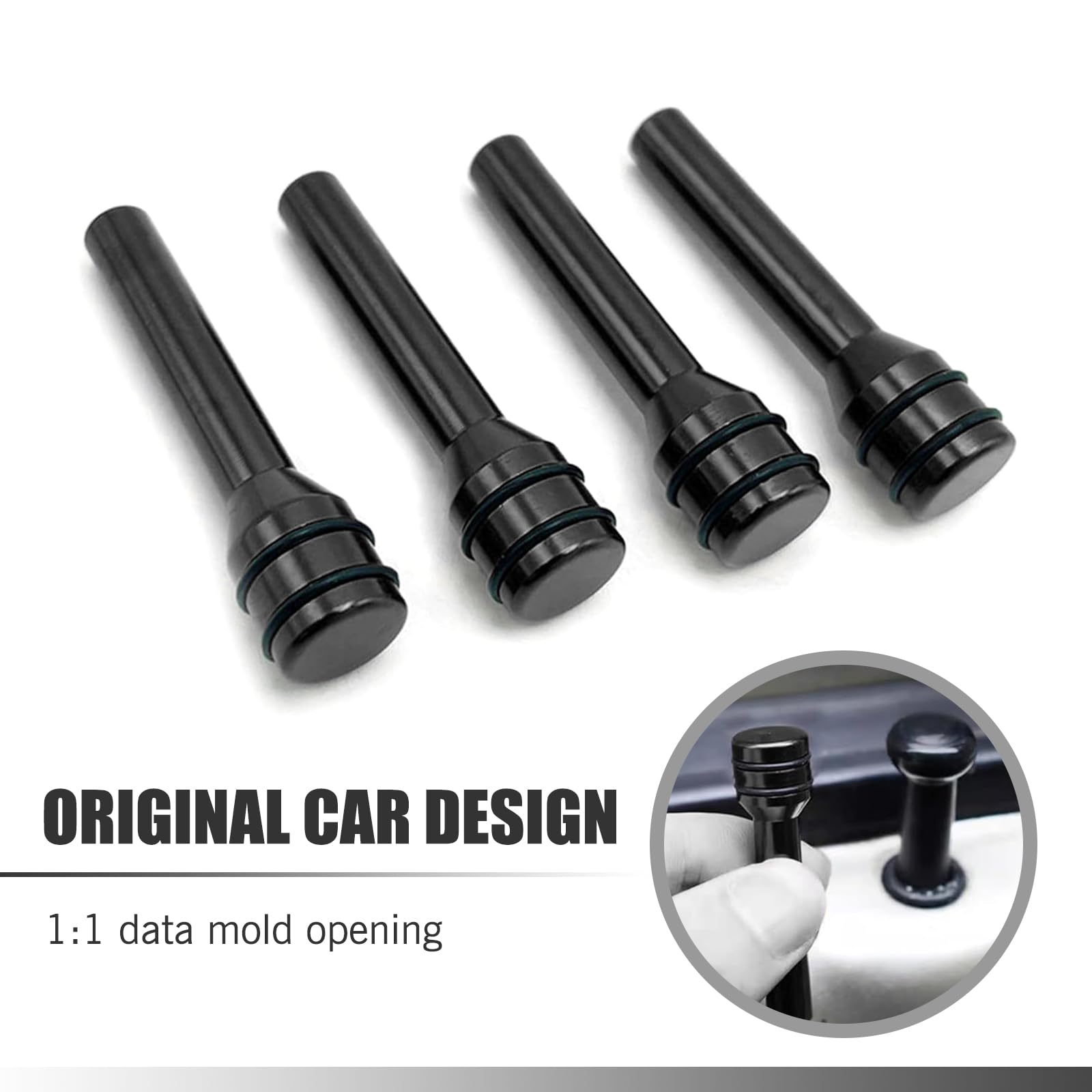 getfay Pack-4 Car Door Lock Knob Cover, 1.92'' x 0.47'' Alloy Smooth Easy to Hold Personalized Eye-catching Decoration, Inner Do