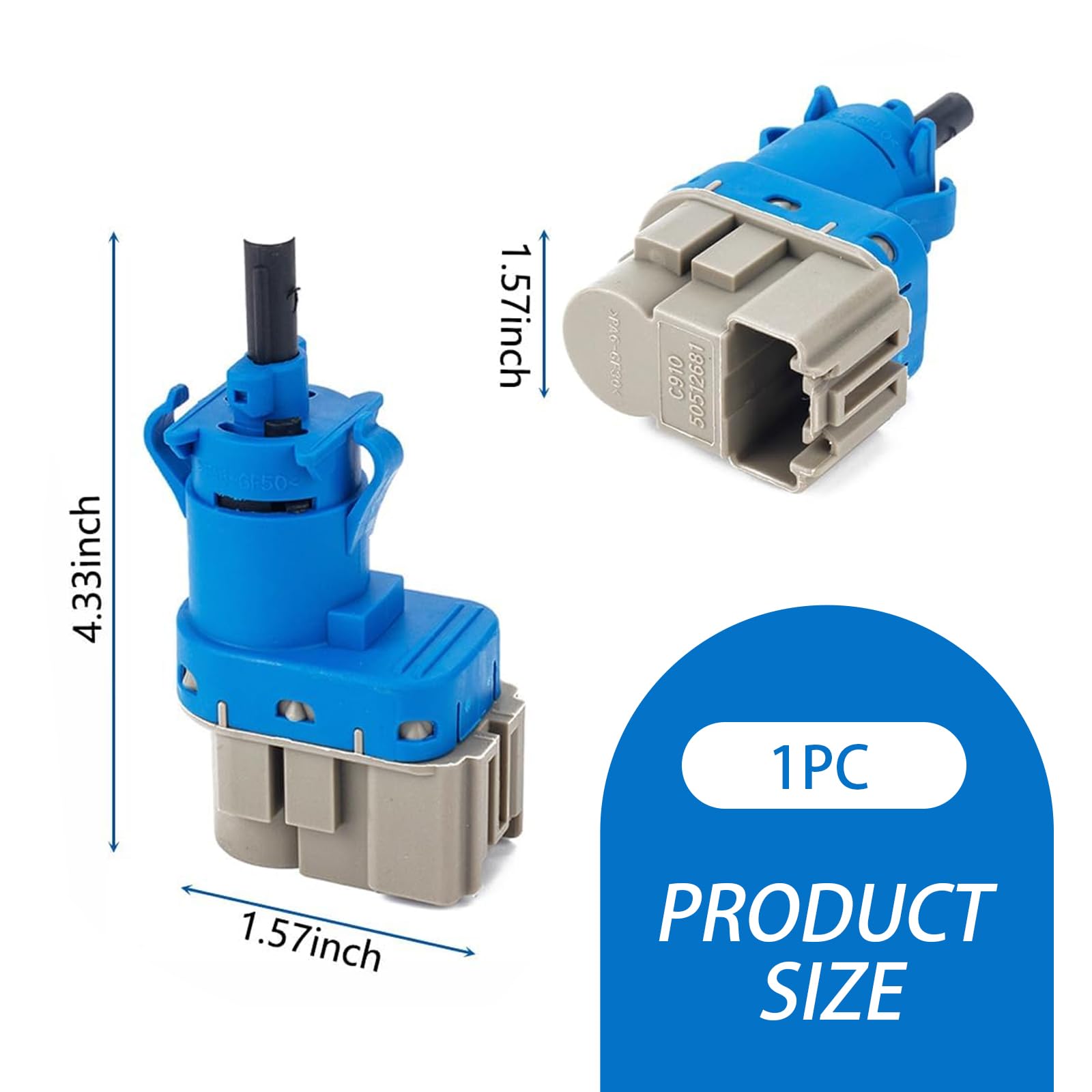 icykale 1 PC Car Brake Light Switch, 4.33 x 1.57 x 1.57 4-pin ABS Standard Brake Pedal Sensor Switch Replacement Part, Rep
