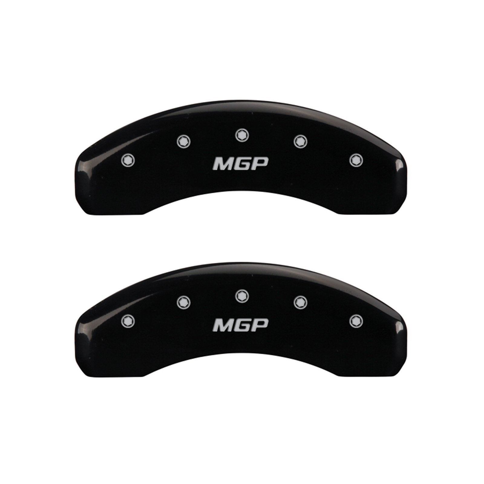 Mgp Caliper Covers 42014Smgpbk Black Powder Coat Finish Front And Rear Caliper Cover, Set Of 4 (Mgp Silver Characters, Engraved)