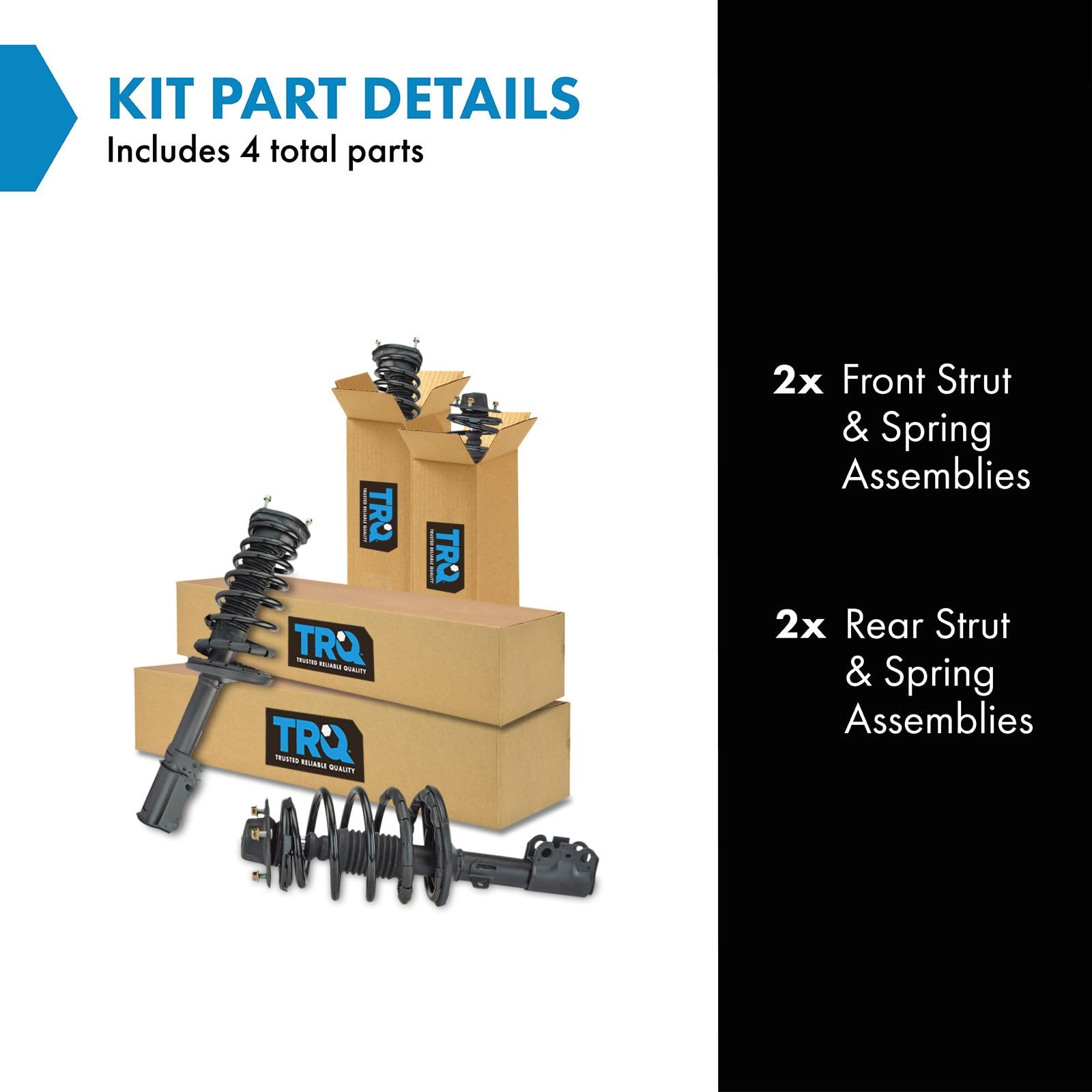 Trq Front And Rear Strut & Coil Spring Assembly Set Driver & Passenger Sides Compatible With 97-01 Lexus Es300 97-03 Toyota Aval