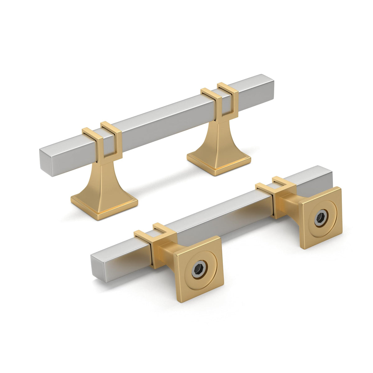 Homdiy 12 Pack 3 Inch Cabinet Pulls Brushed Nickel And Gold Cabinet Handles, Nickel And Brass Cabinet Pulls Silver And Gold Drawer Pulls Square Kitchen Cabinet Handles Kitchen Hardware