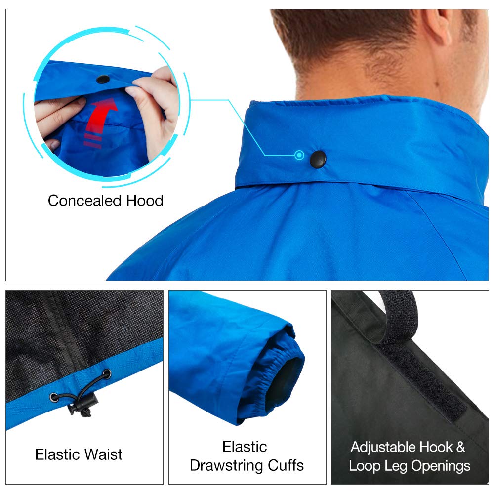 Tidewe Rain Suit, Waterproof Breathable Lightweight Rainwear (Blue Size Xxxl)
