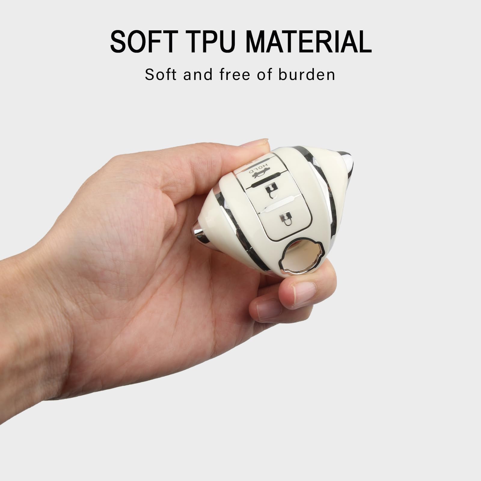 Qbuc For Nissan Key Fob Cover With Keychain Silver Trim Soft Tpu Case Compatible With Maxima Murano Altima Sentra Rogue 4 Button