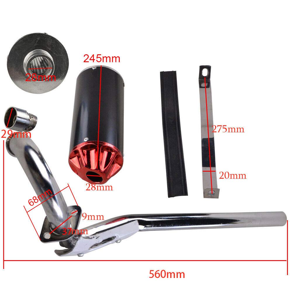 FLYPIG BLACK/RED HIGH PERFORMANCE AFTERMARKET Racing Muffler Exhaust Pipe System kit For Honda XR50 CRF50 XR CRF 50 Chinese 70 1