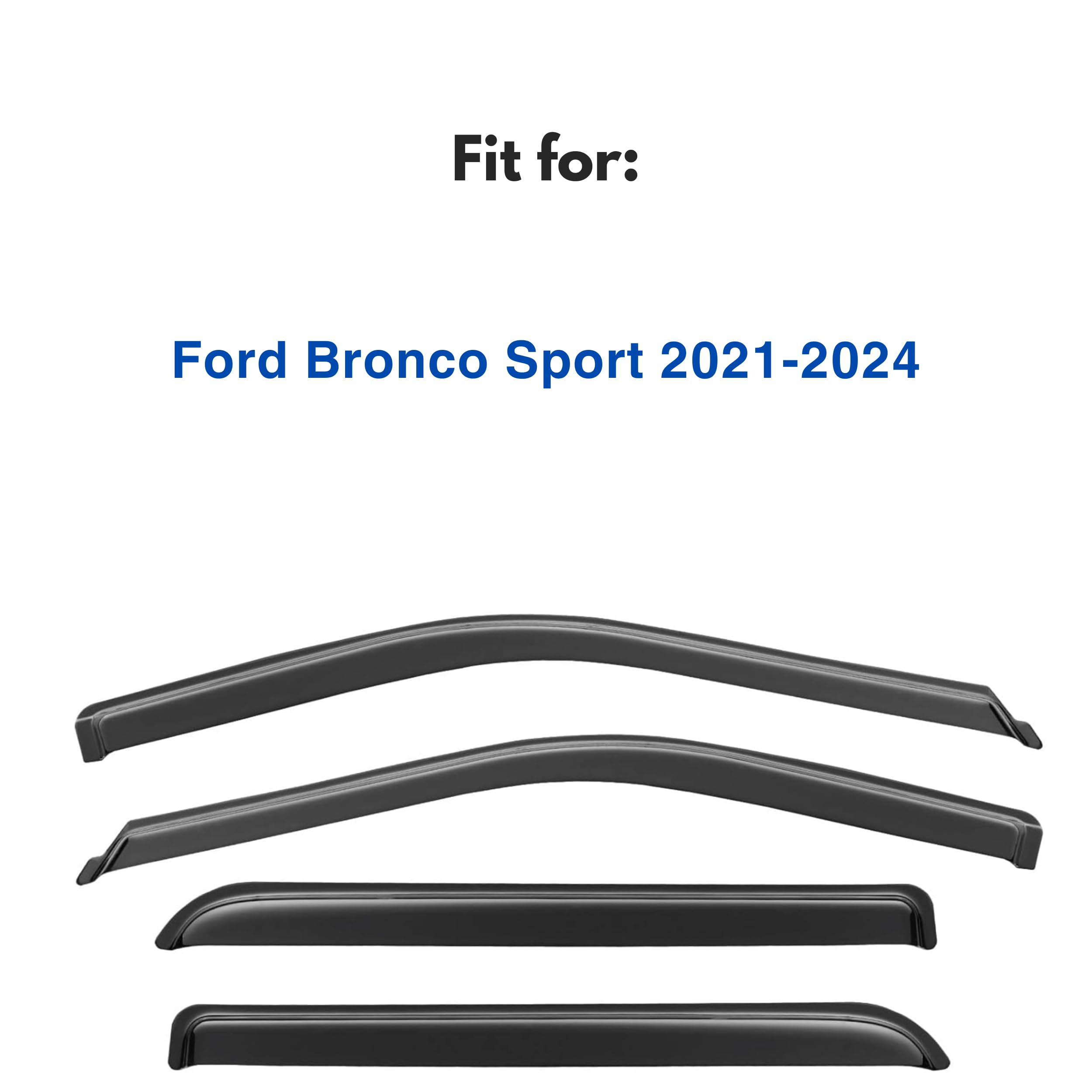 Immortal Group IG Window Visor, Rain Guard Deflector, 2021-2024 Bronco Sport, Acrylic, Black, Model 811380