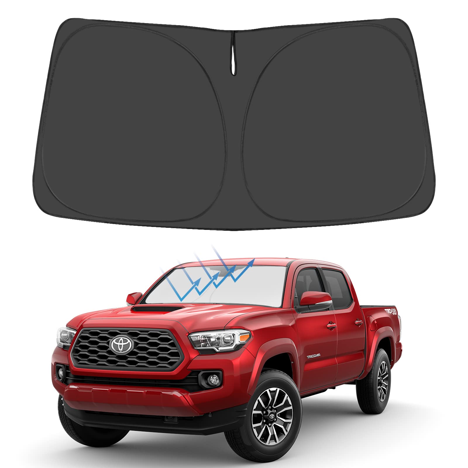 Proadsy 2025 Upgrade Windshield Sunshade Custom For Toyota Tacoma 2016-2023 Reflective Heat Sun Uv Protector Foldable Front Wind