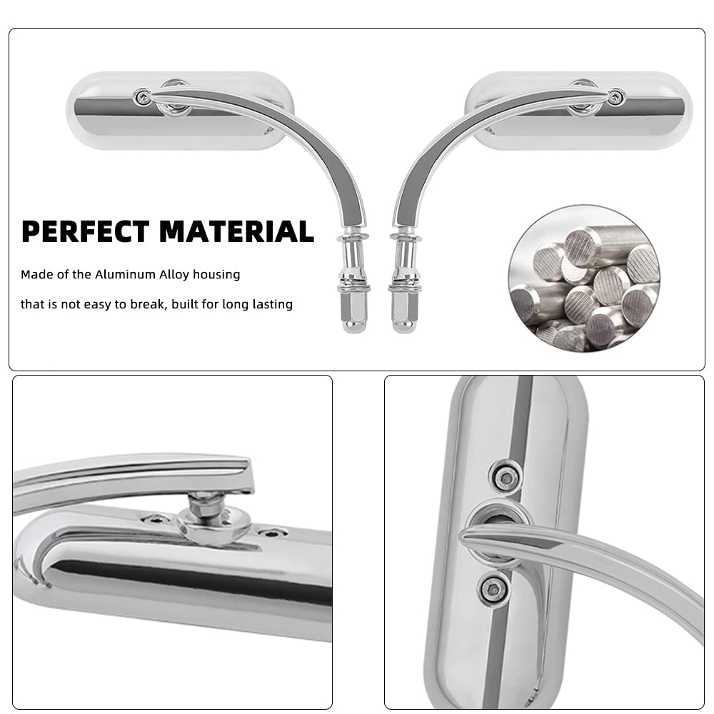 Goodfitment - Chrome Oval Shape Motorcycle Mirrors,Upgrade Rearview Motorcycle Mirrors Compatible With Harley Road King Softail