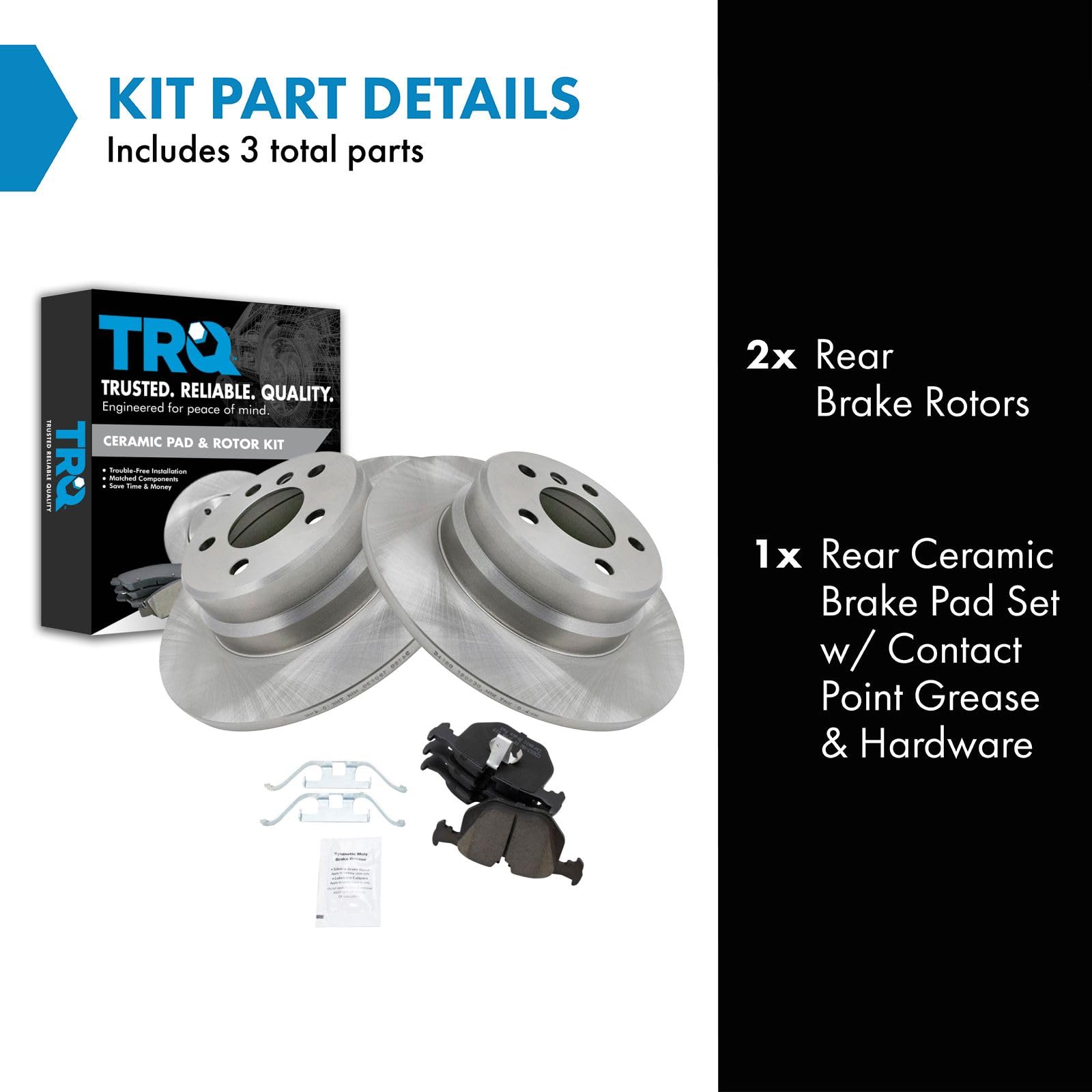 TRQ Rear Brake Pad & Rotor Kit Brake Pads Brake Rotor Ceramic Compatible with 2000-2006 BMW X5