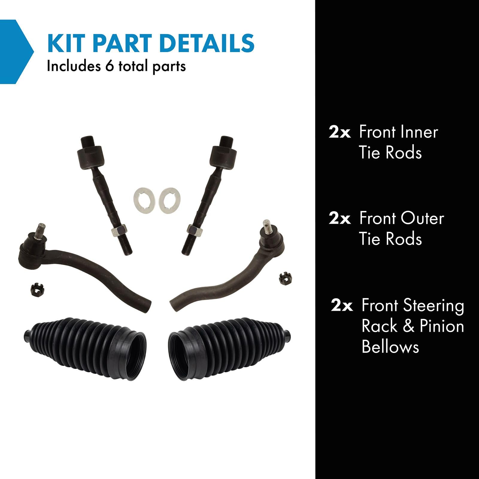 Trq Front Steering Kit Steering Rack & Pinion Bellow Tie Rod Compatible With 2013-2022 Acura Ilx 2012-2015 Honda Civic