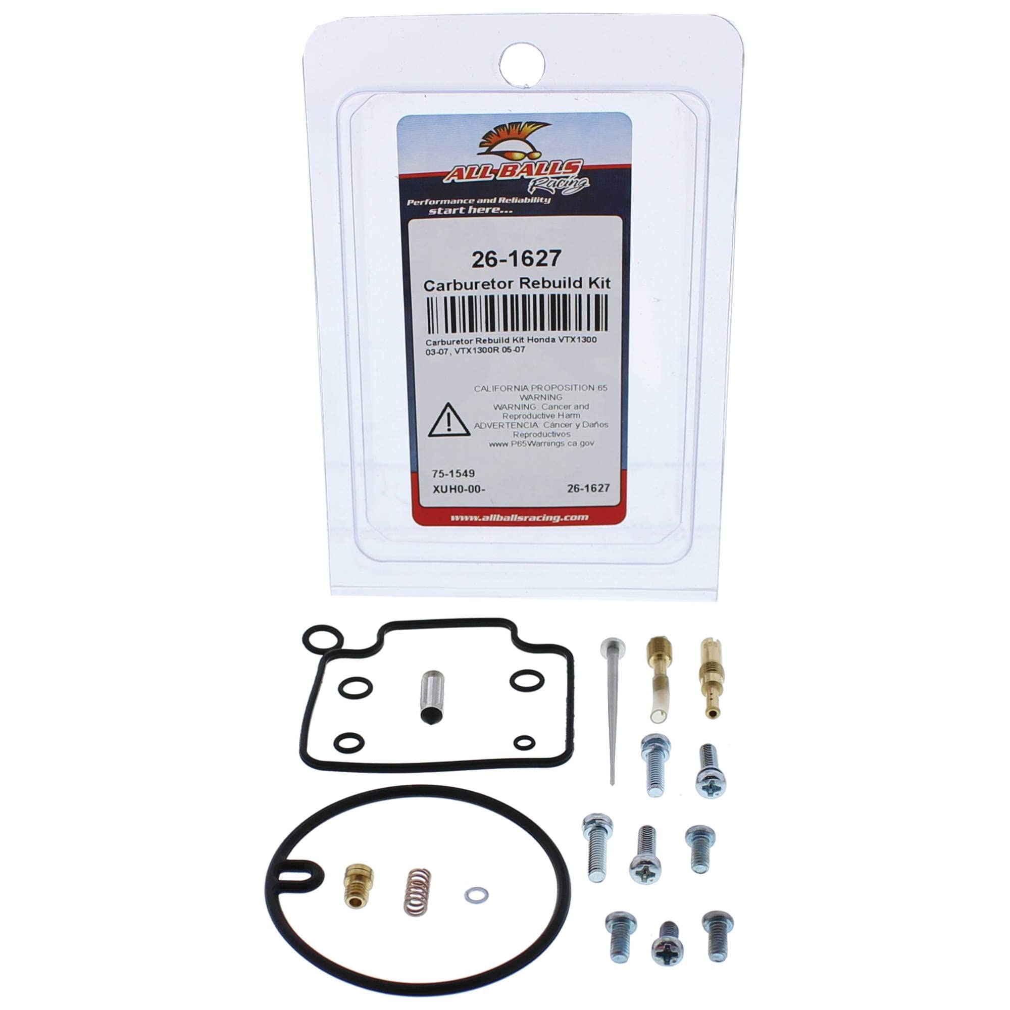 All Balls Racing Carburetor Rebuild Kit 26-1627 Compatible With/Replacement For Honda Vtx1300 2003-2007