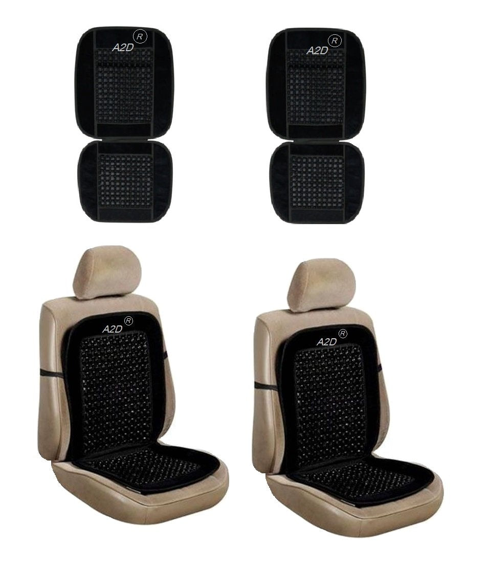 A2D Car Wooden Velvet Border Bead Lumber Seat Cover Black Set of 2 for Force Gurkha