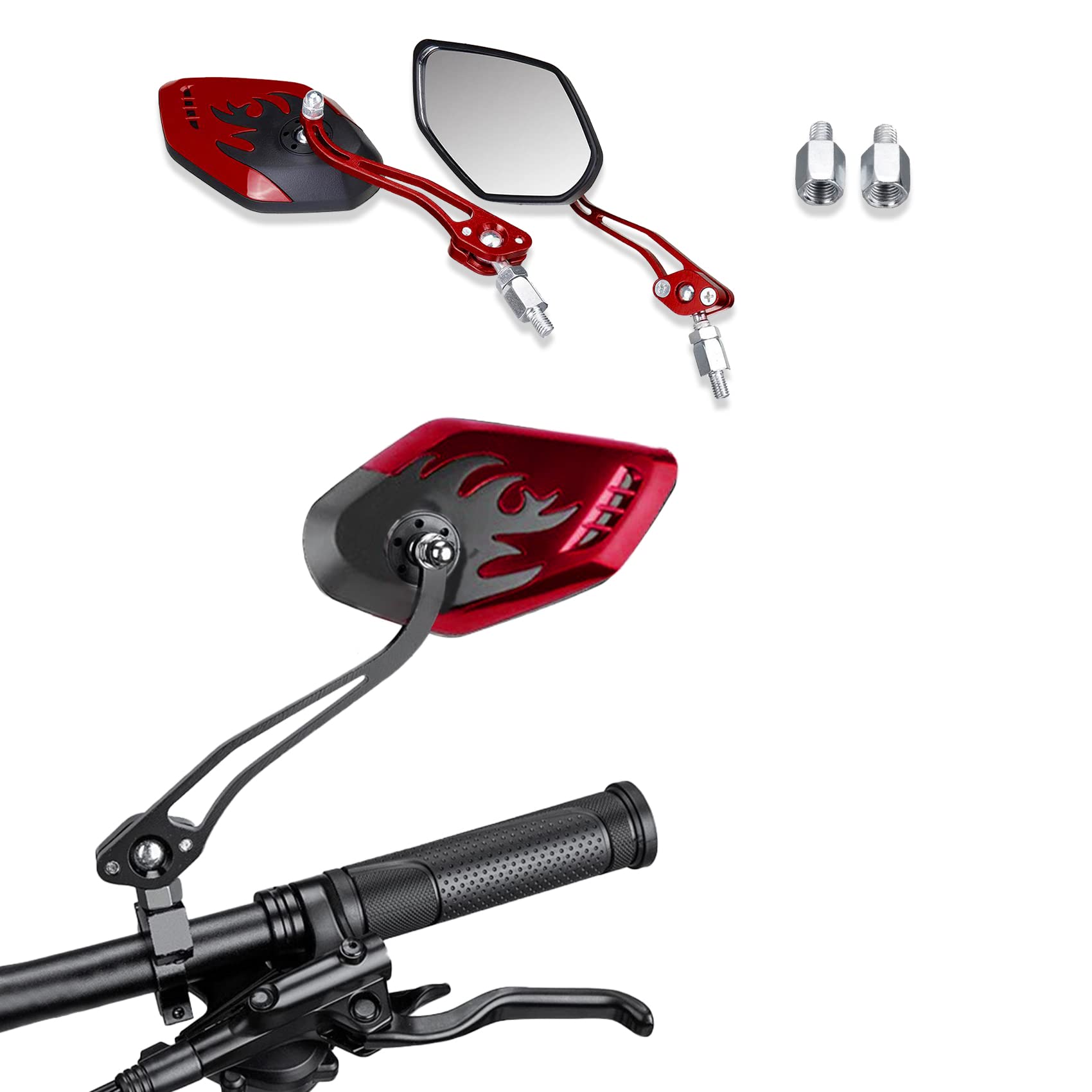 1Pair Universal Motorcycle Mirrors, Motocycle Rear View Mirrors, Adjustable Side Mirror, Motorcycle Mirrors For Handlebars, Alum