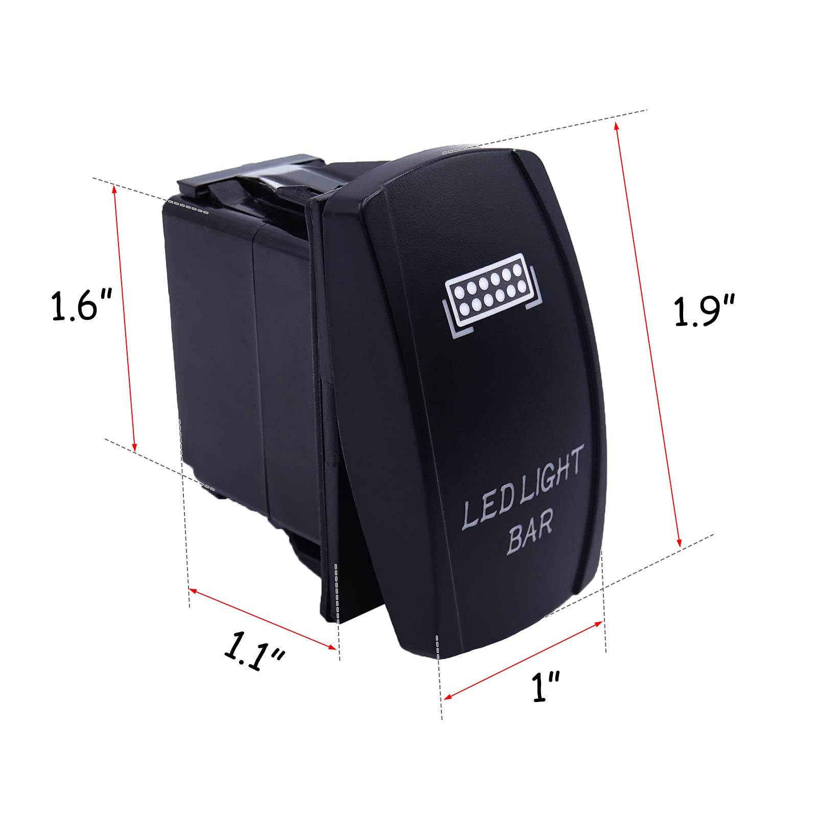 XJMOTO LED Light Bar Rocker Switch 5 Pin 20A 12V Blue Backlit Compatible with UTV Polaris Ranger RZR XP Turbo Can Am Commander M