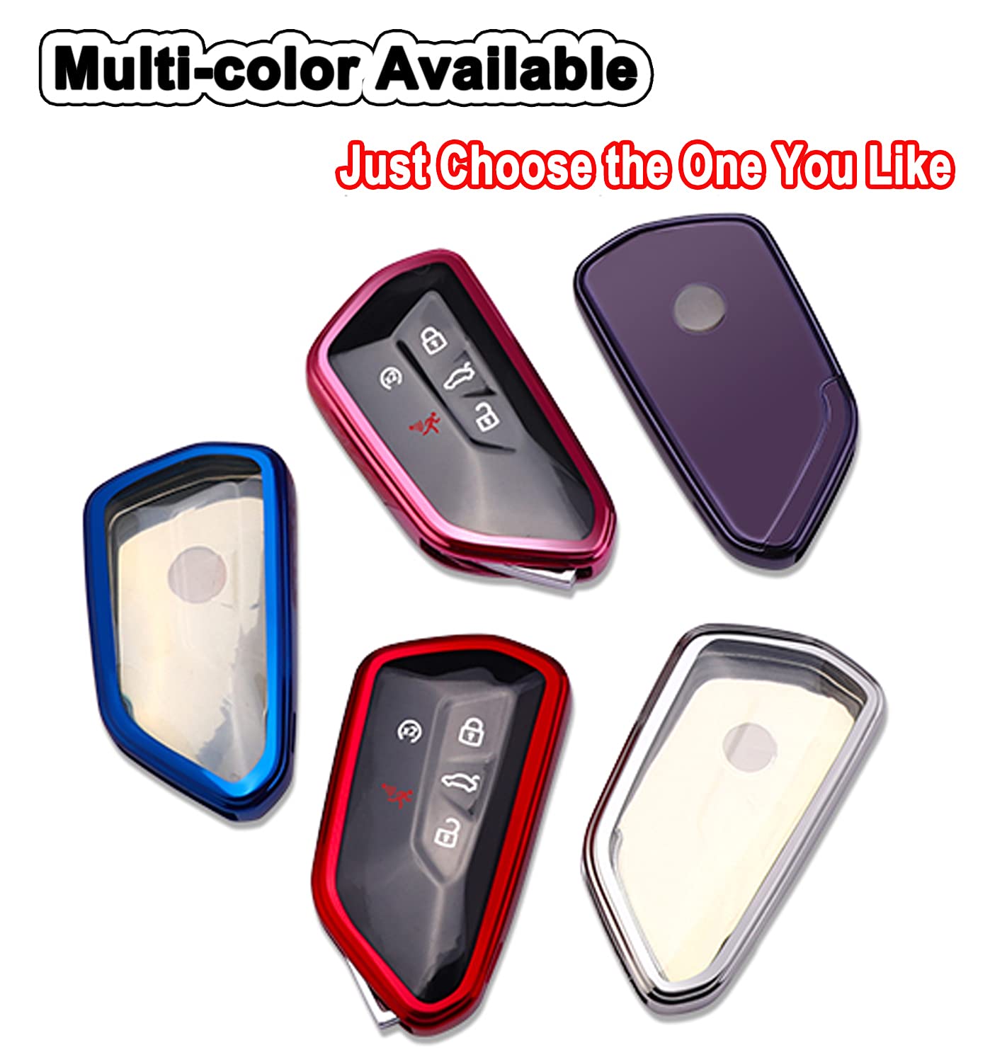 Key Fob Cover Fit For Volkswagen Vw Mk8 Golf/Gti Skoda Octavia Soft Tpu Remote Holder Skin Protector Jacket Keyless Entry Sleeve Accessories (Silver)