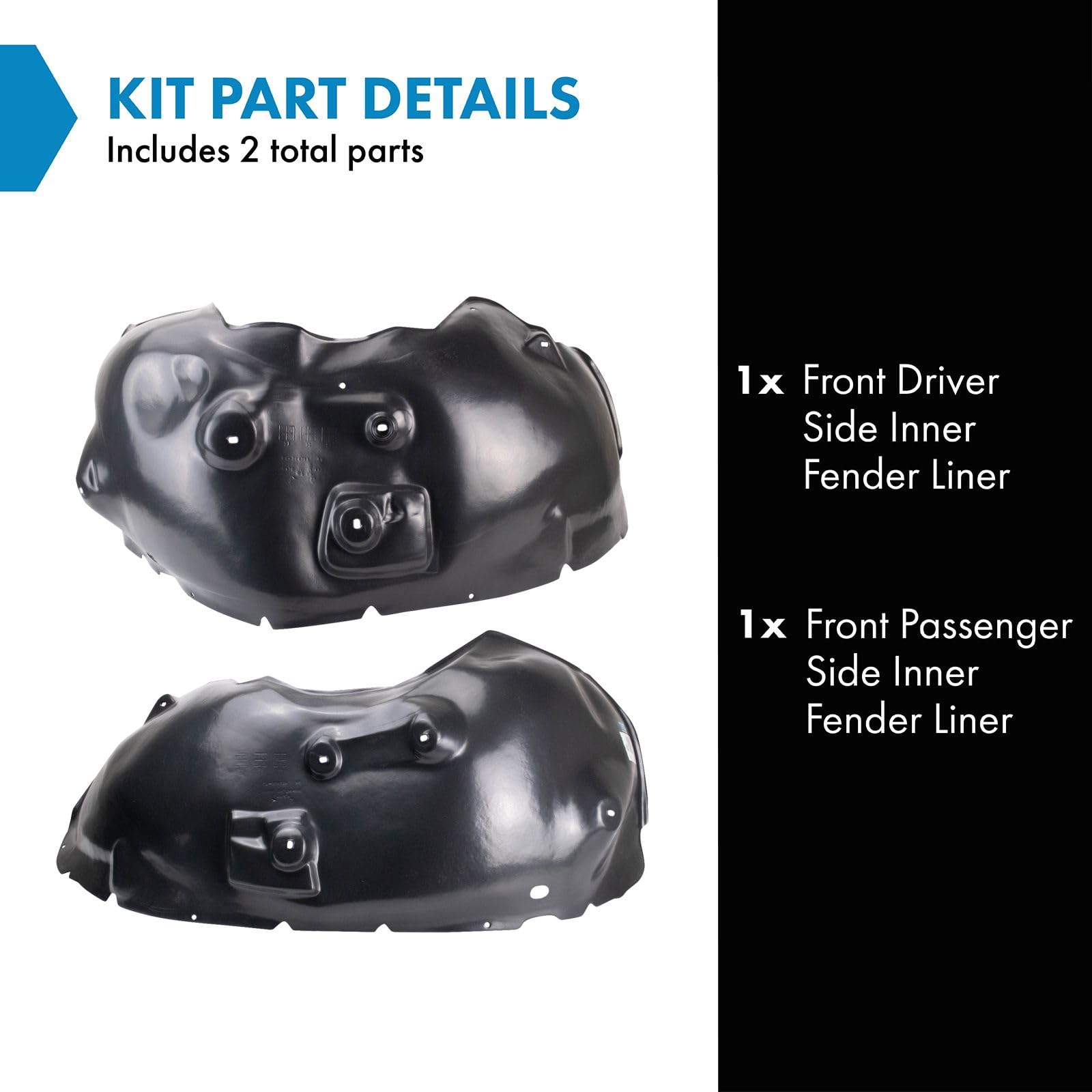 Trq Front Inner Fender Liner Set Compatible With 2006-2008 Dodge Ram 1500 2006-2009 Ram 2500 2002-2009 Ram 3500 Ch1248130 Ch1249