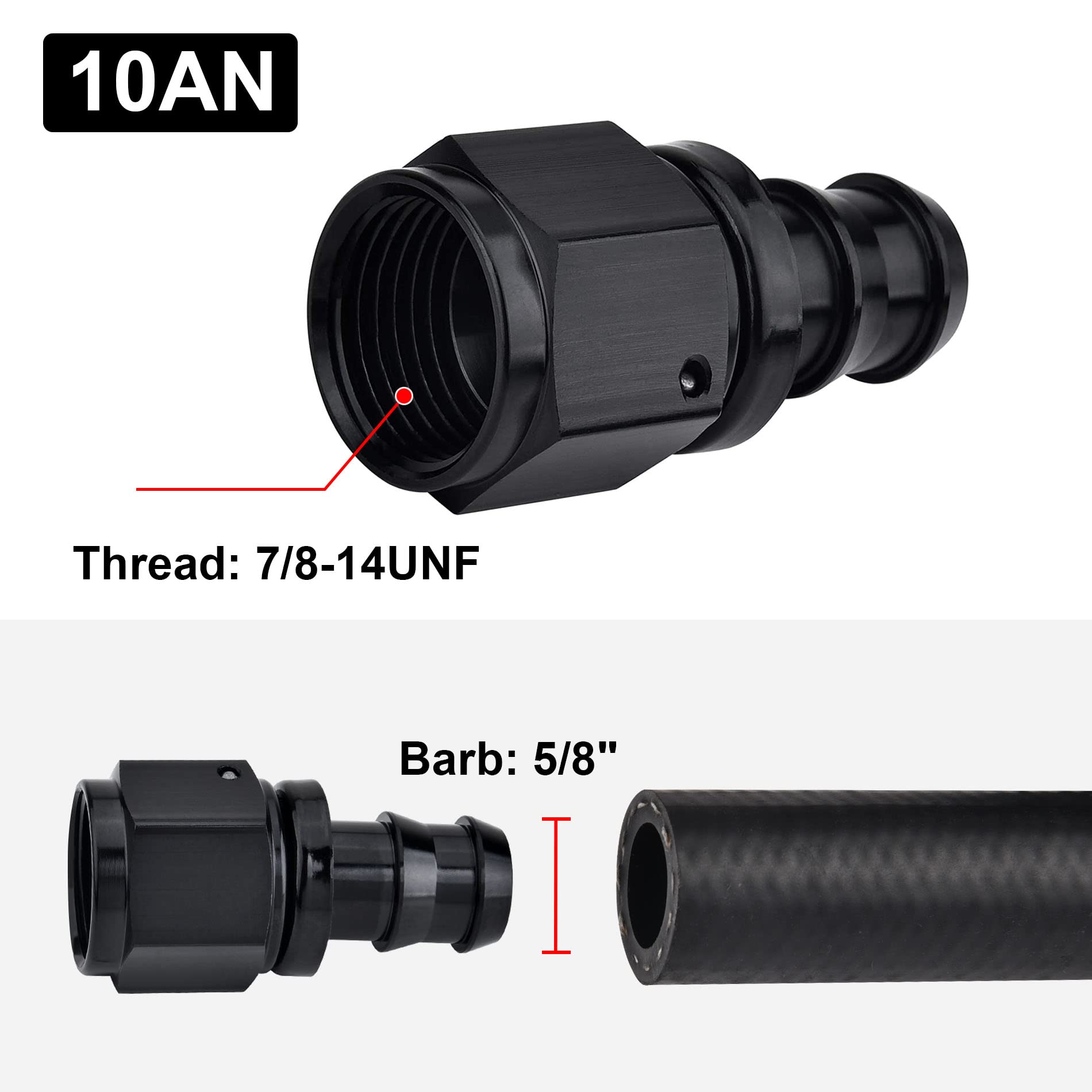 Evil Energy 10An Straight Push Lock Hose Fitting End Black 2Pcs