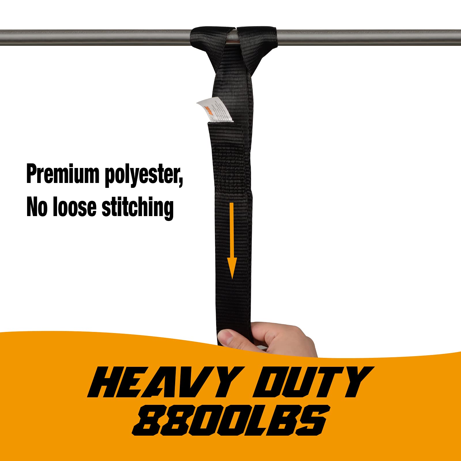 Soft Loop Tie Down Straps - 1.5 X 18 Inches, 8800Lbs Breaking Strength, Soft Loops For Securing Atv, Utv, Motorcycles, Scooters, Dirt Bikes, Lawn & Garden Equipment, 4 Pack (Black)